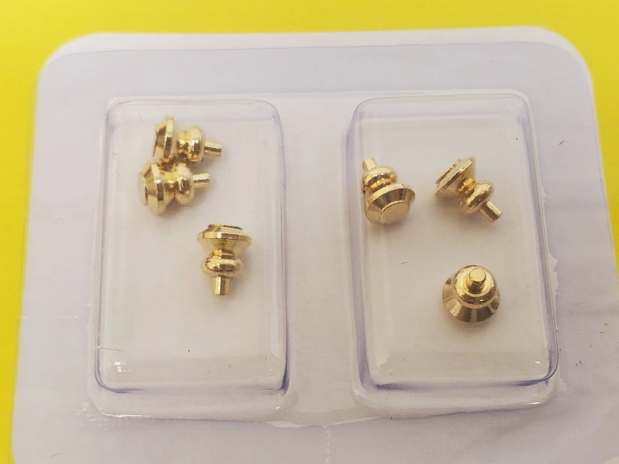 Dollhouse Tiny Gold Brass Knobs for Door or Drawer Pulls Set of 6 Houseworks #1116