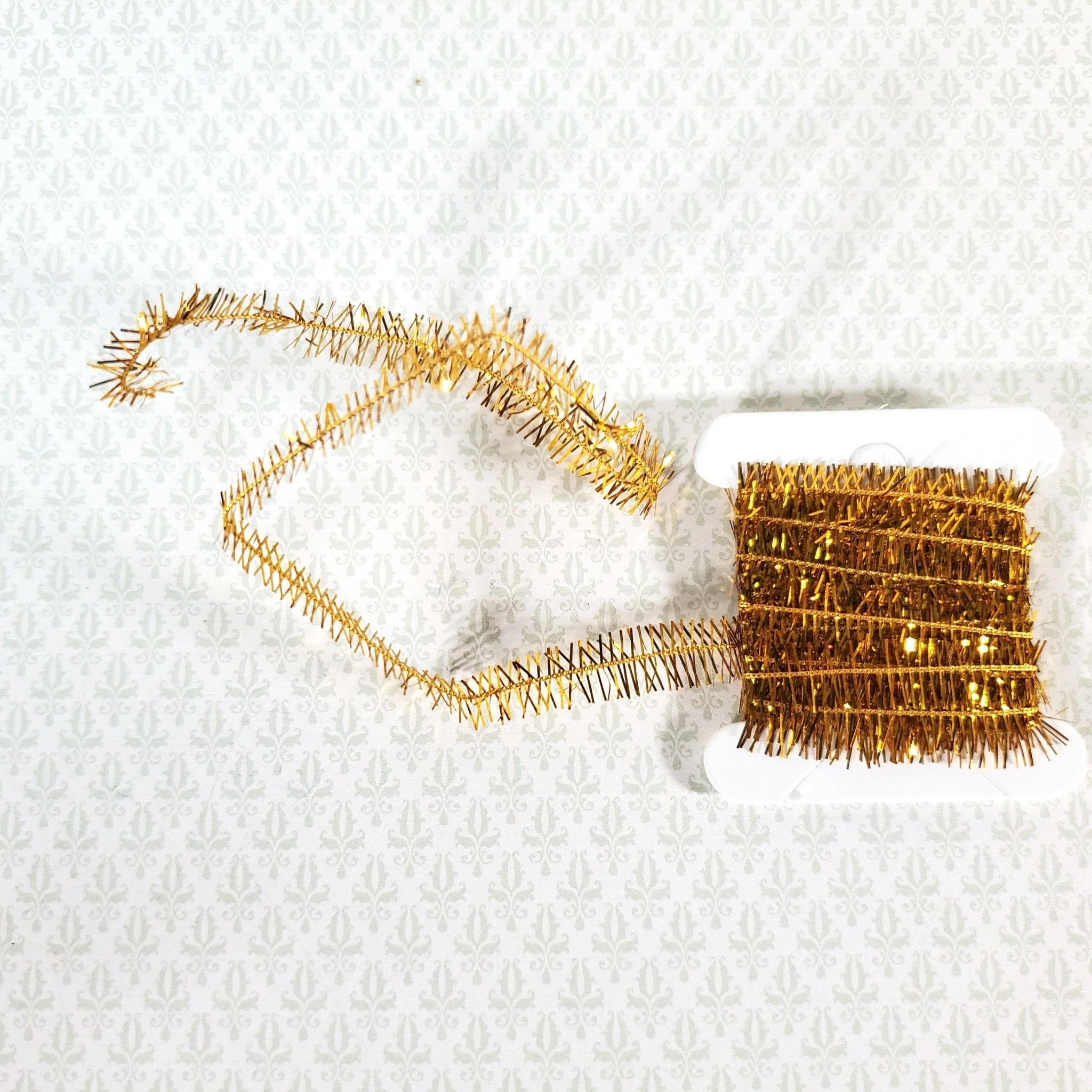 Dollhouse Tiny Gold Tinsel Christmas Garland Decorating 1:12 Scale 2 Yards - Image 2