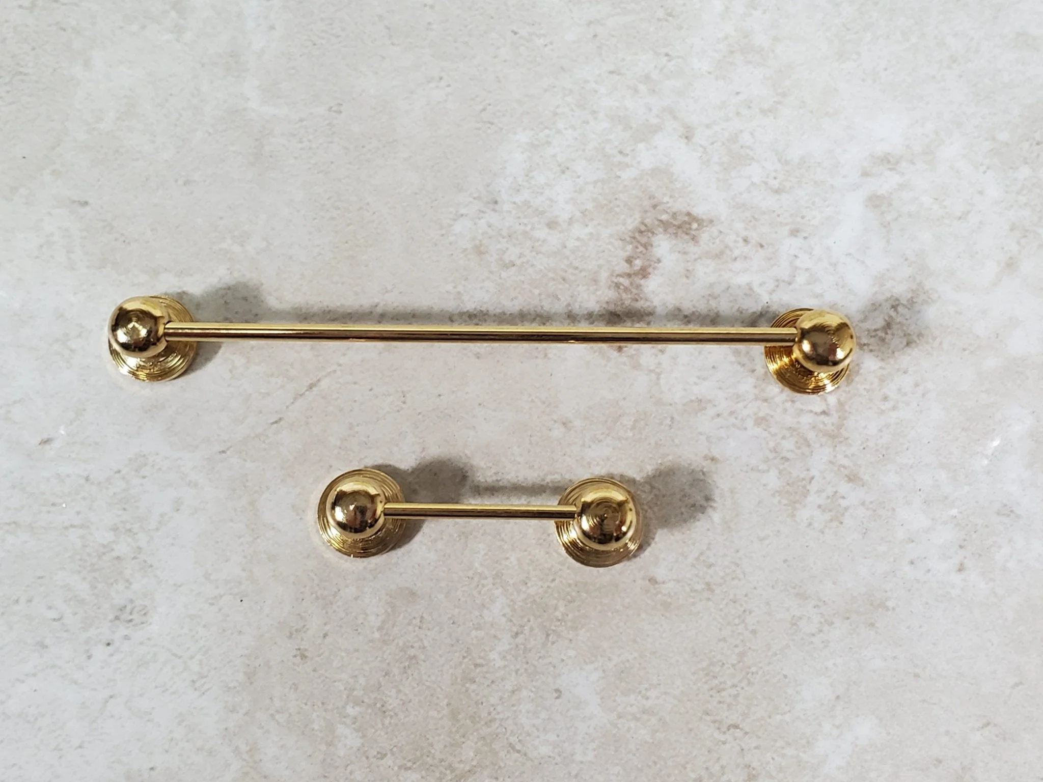 Dollhouse Towel Rod & Toilet Paper Holder Gold Brass Bathroom 1:12 Scale Miniatures