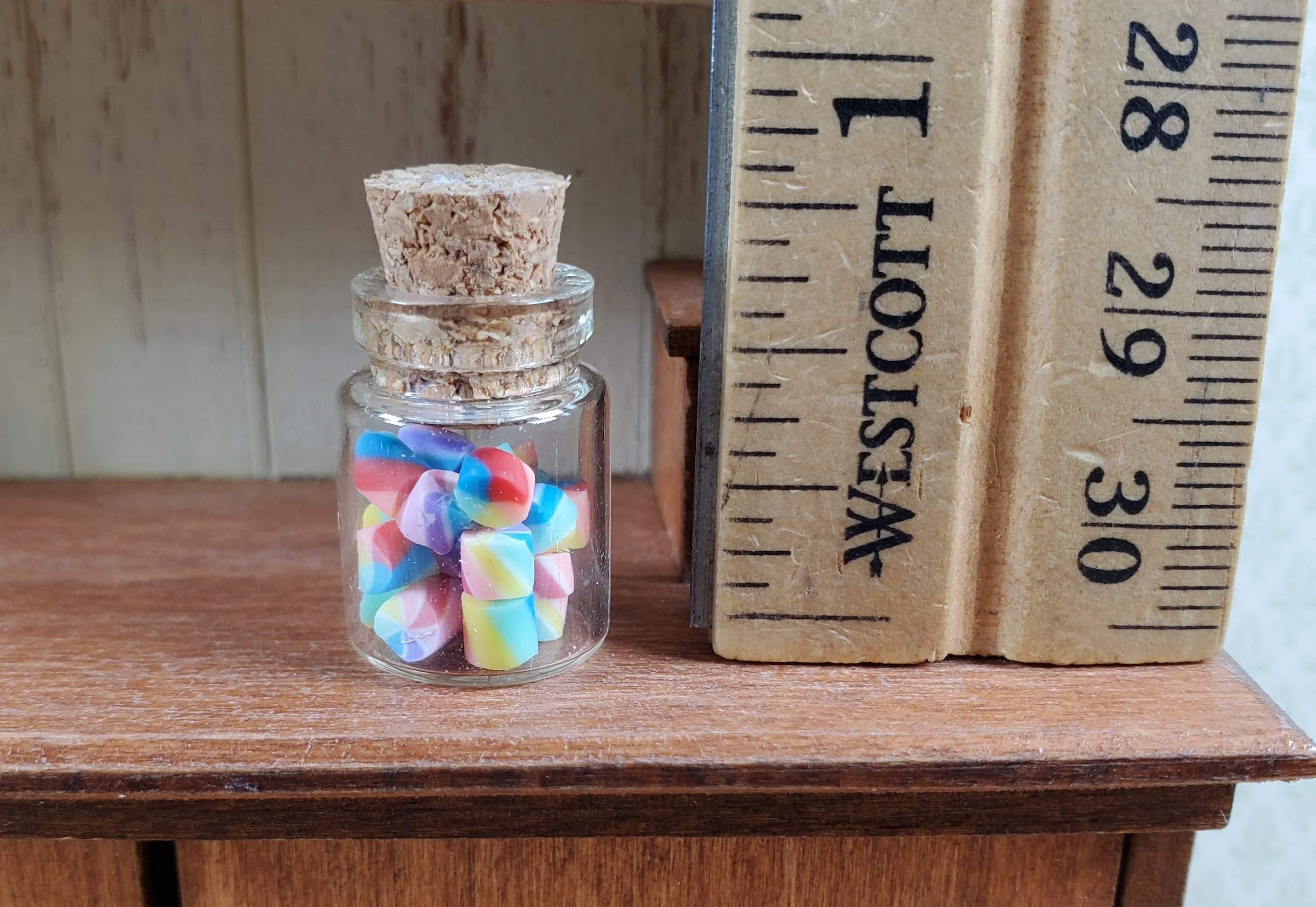 Dollhouse Treat Jar with Colorful Candy Bits 1:12 Scale Miniature - Image 2