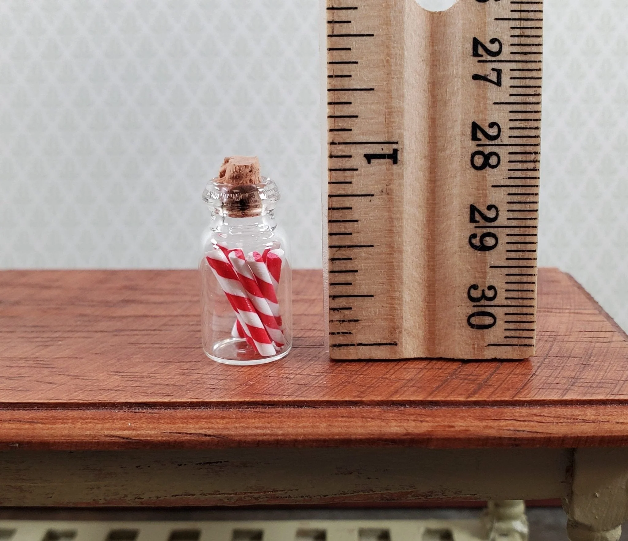 Dollhouse Treat Jar with Red White Striped Candy 1:12 Scale Miniature Christmas - Image 3