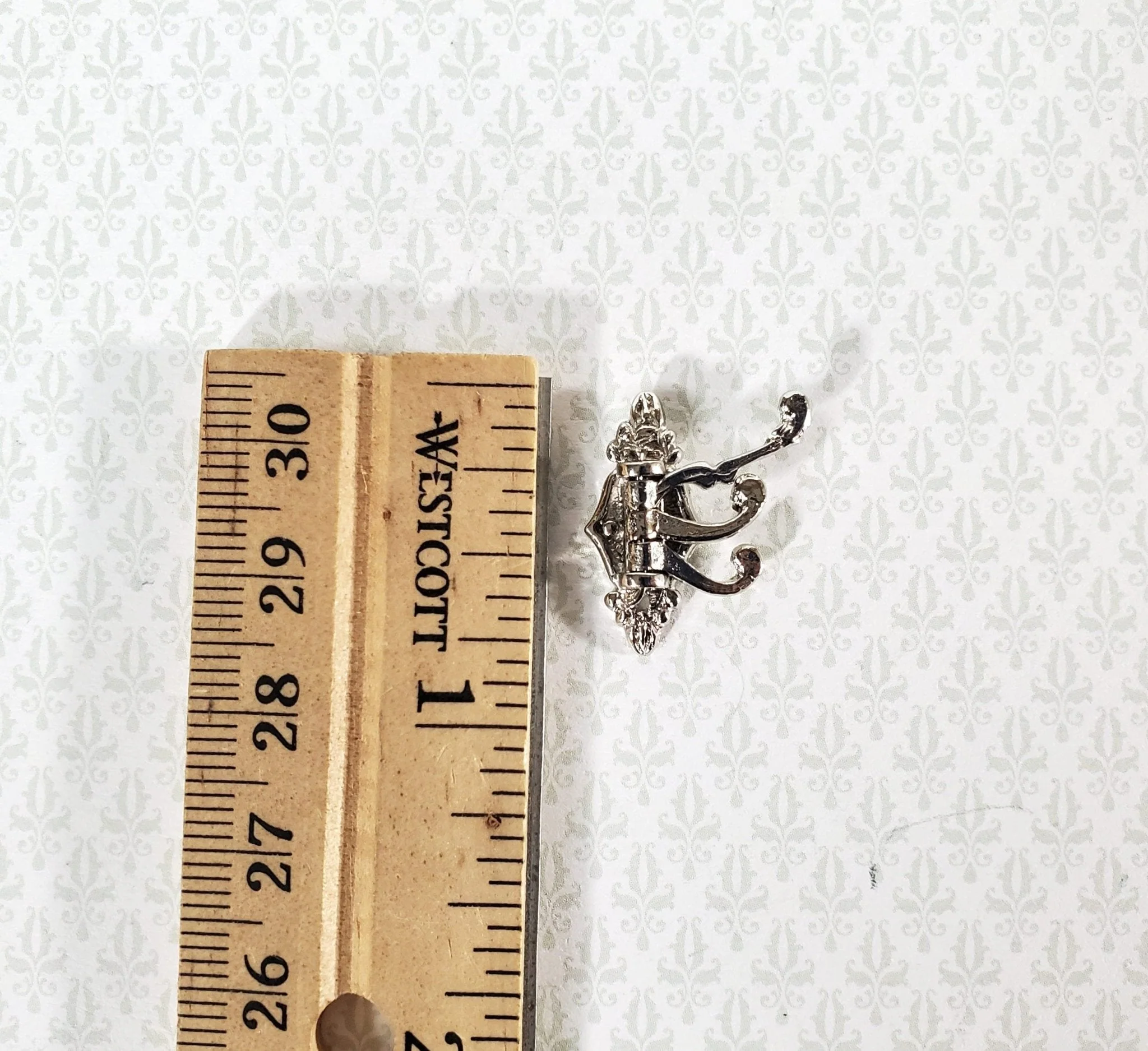 Dollhouse Triple Hook Moveable for Hats Ties 1:12 Miniature Scale Silver Finish - Image 2