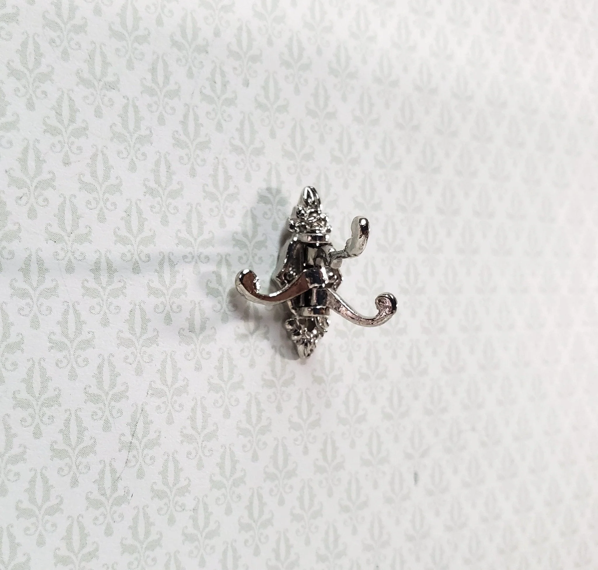 Dollhouse Triple Hook Moveable for Hats Ties 1:12 Miniature Scale Silver Finish - Image 3