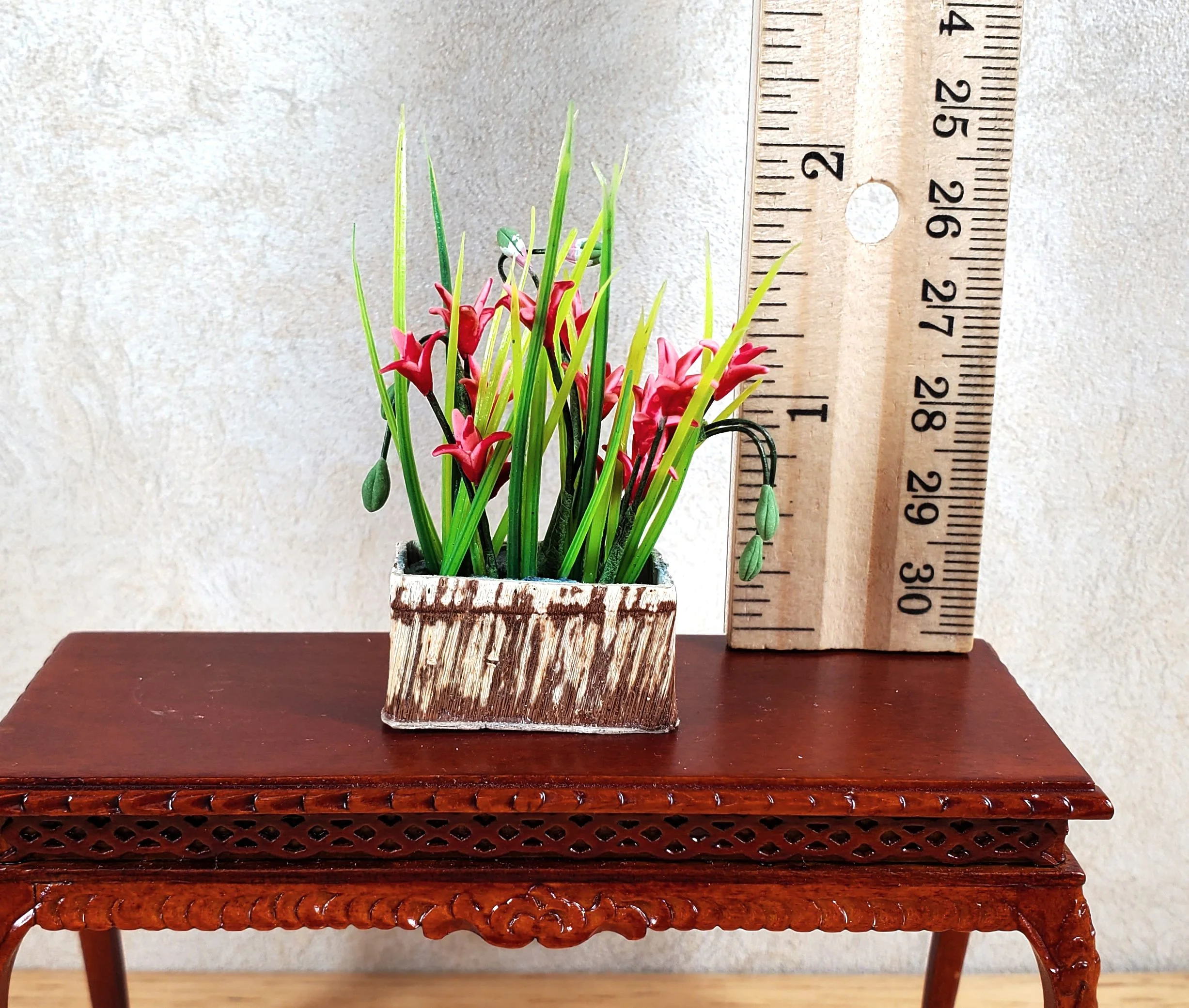 Dollhouse Tropical Flowers Arrangement in Rustic Planter 1:12 Scale Miniature - Image 3