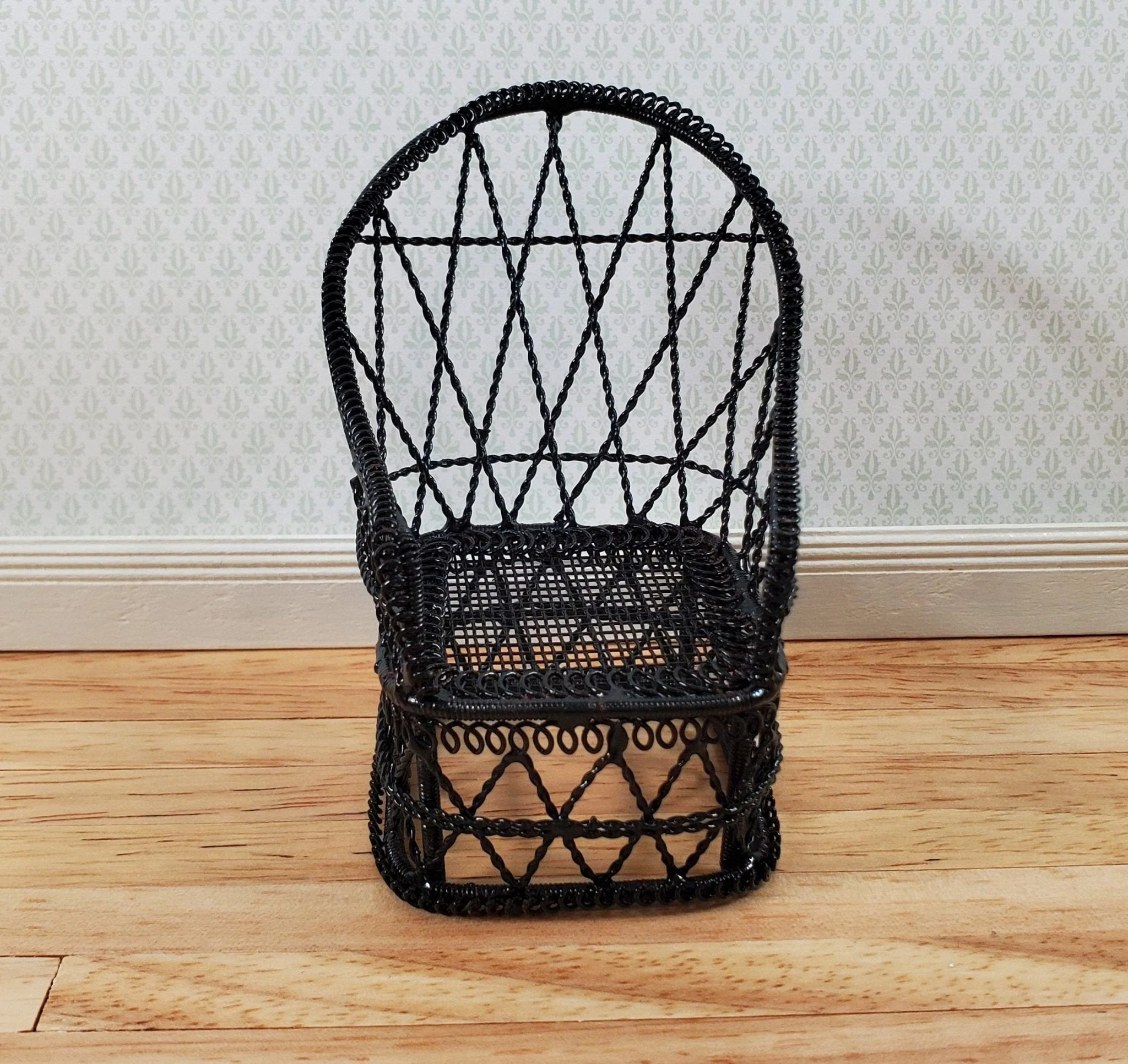 Dollhouse Tub Chair Black Metal for Patio Porch 1:12 Miniature Fairy Garden - Image 2