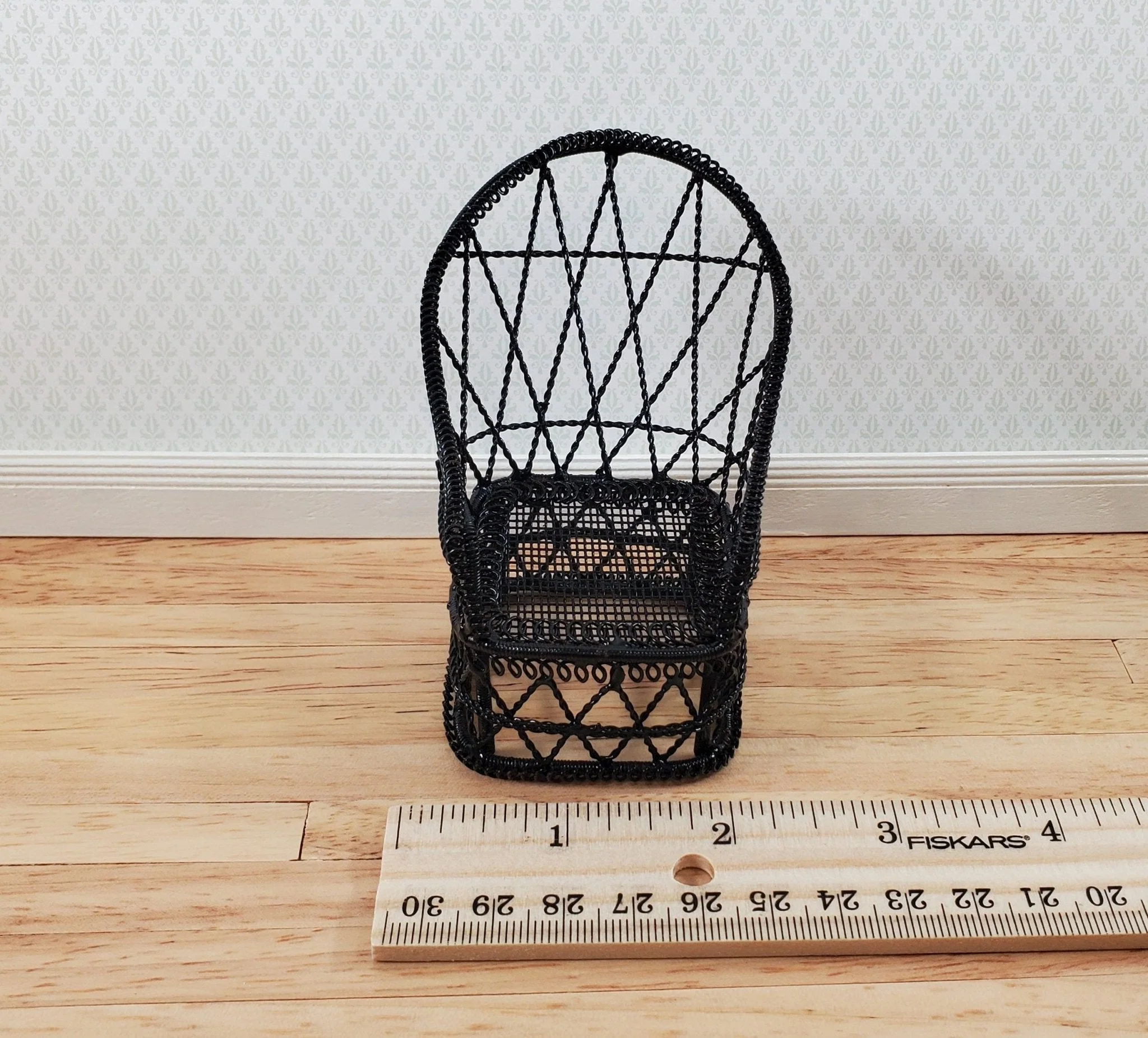 Dollhouse Tub Chair Black Metal for Patio Porch 1:12 Miniature Fairy Garden - Image 4
