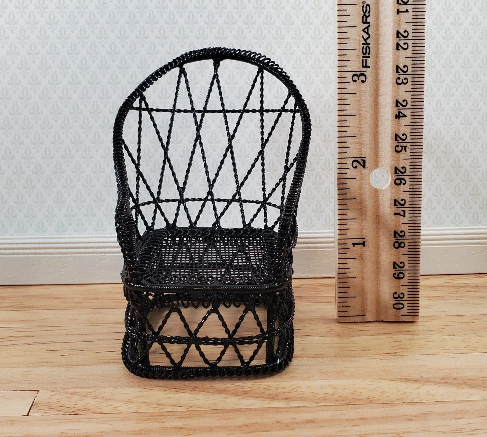 Dollhouse Tub Chair Black Metal for Patio Porch 1:12 Miniature Fairy Garden - Image 6