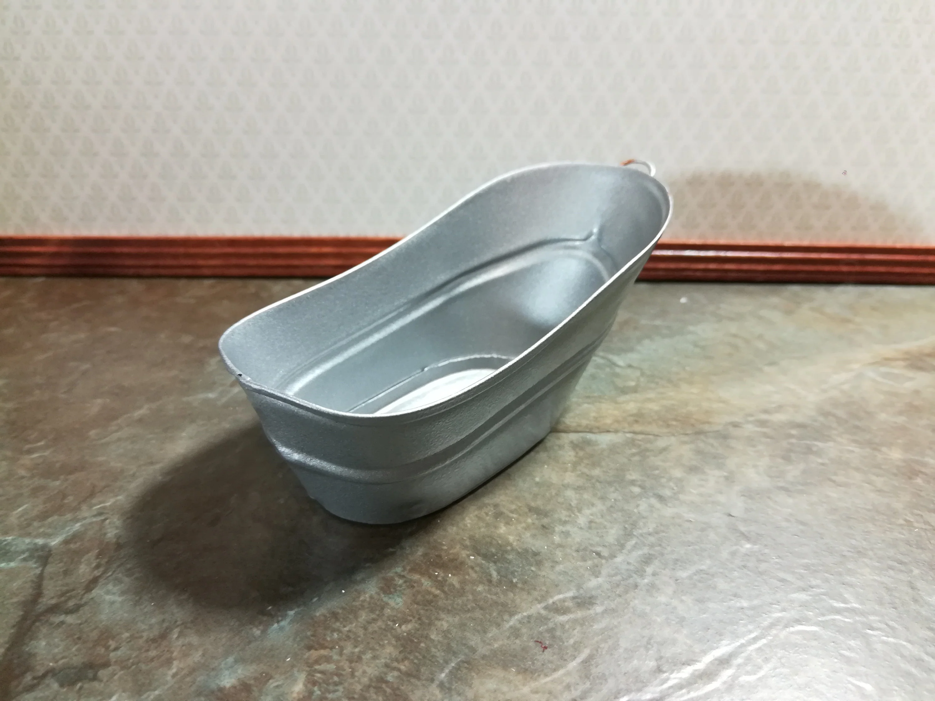 Dollhouse Tub "Galvanized" Small Metal 1:12 Scale Miniature Bathroom Hip Bath - Image 2