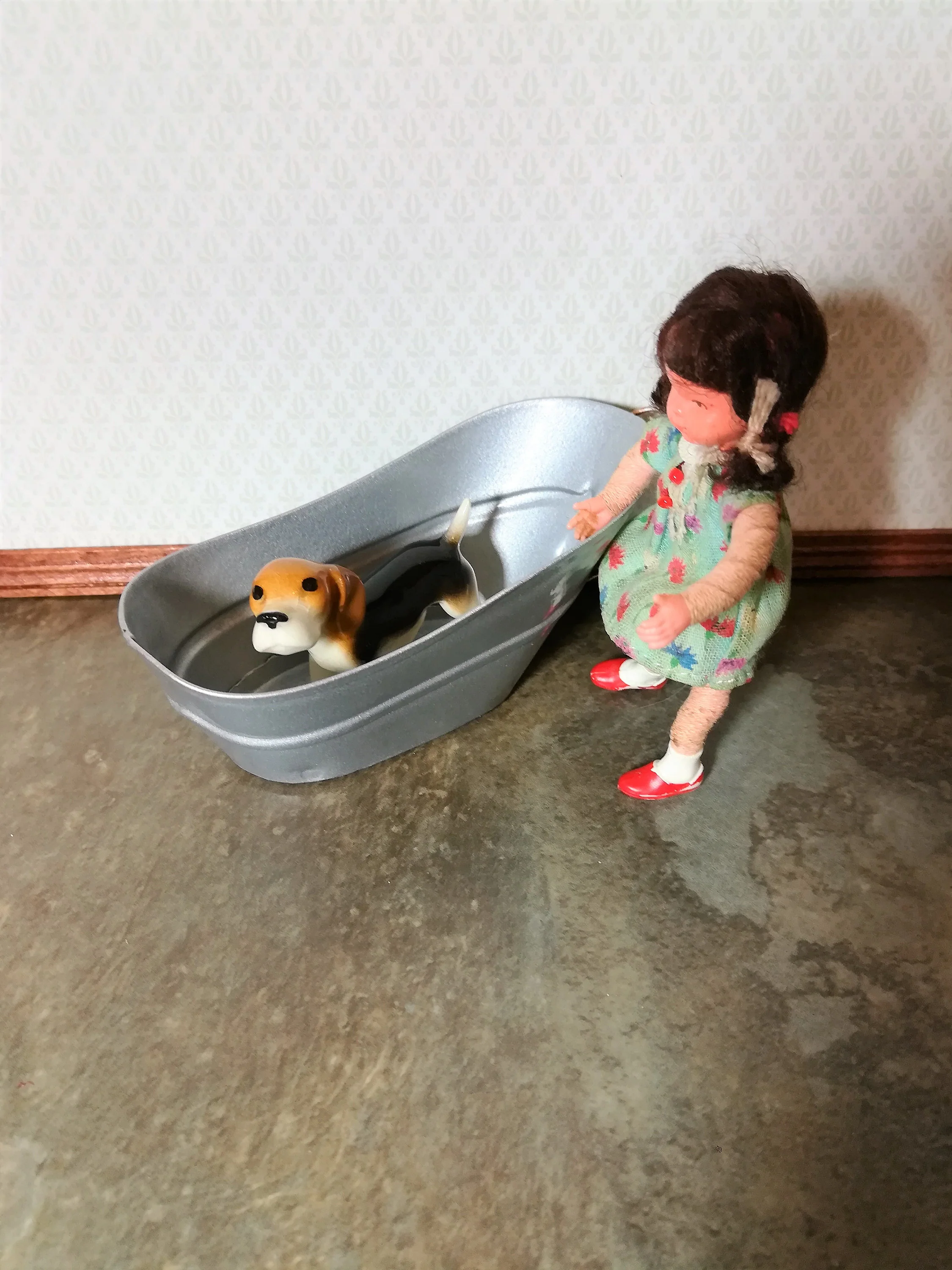 Dollhouse Tub "Galvanized" Small Metal 1:12 Scale Miniature Bathroom Hip Bath - Image 3