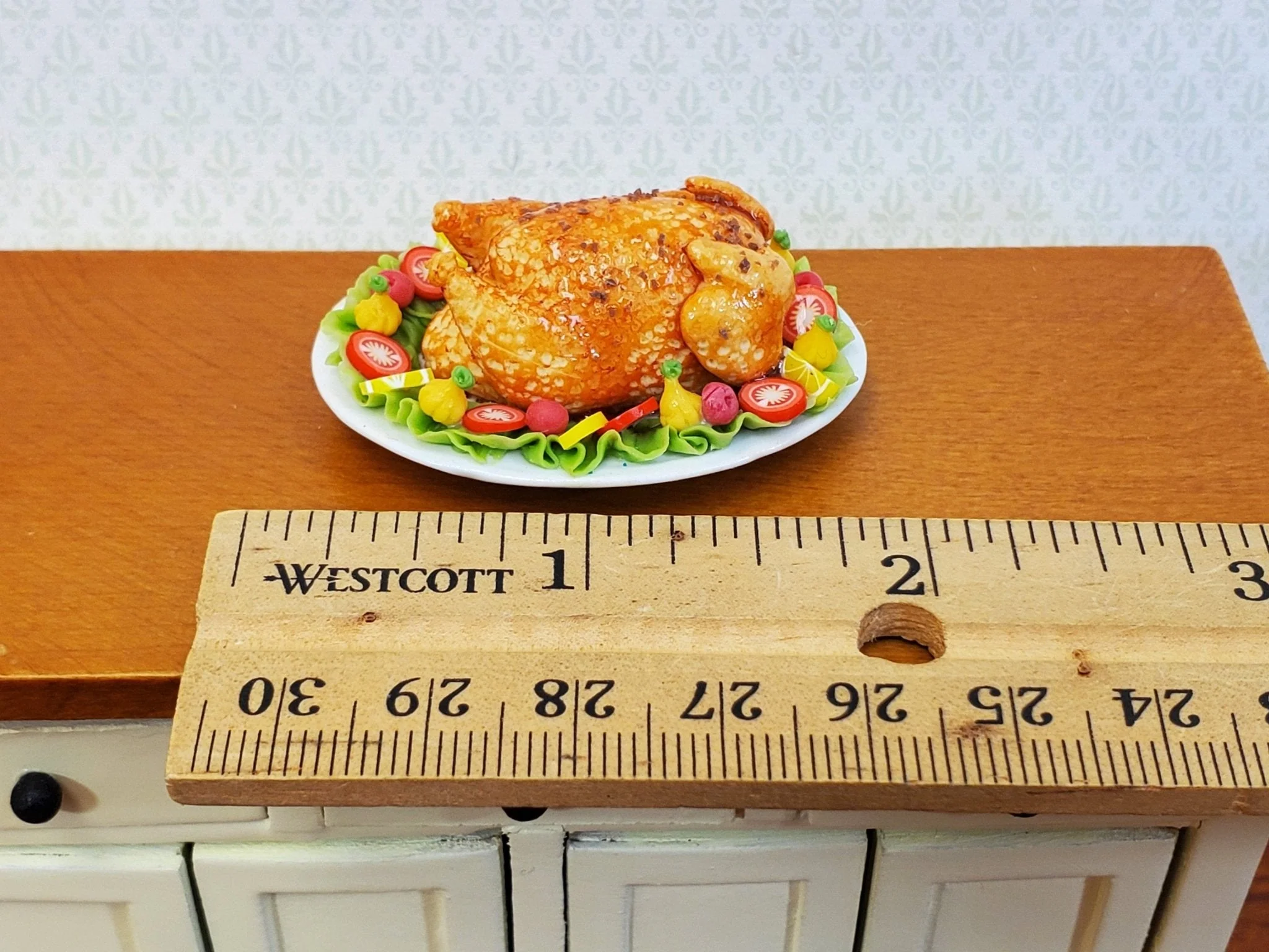 Dollhouse Turkey on Platter with Vegetables 1:12 Scale Miniature Food Kitchen - Image 4