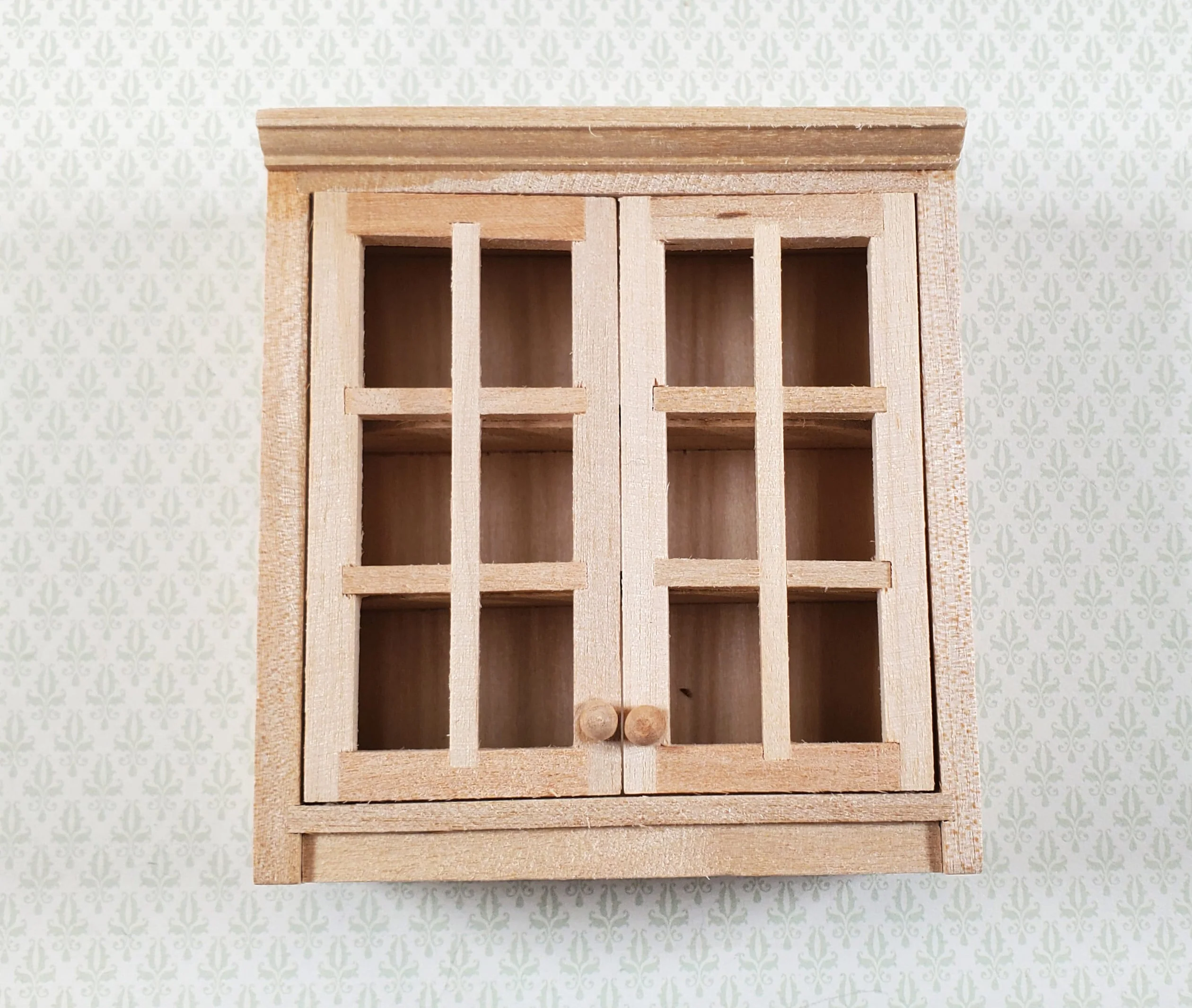 Dollhouse Upper Kitchen Cabinet Unpainted 1:12 Scale Hanging Miniature Cupboard
