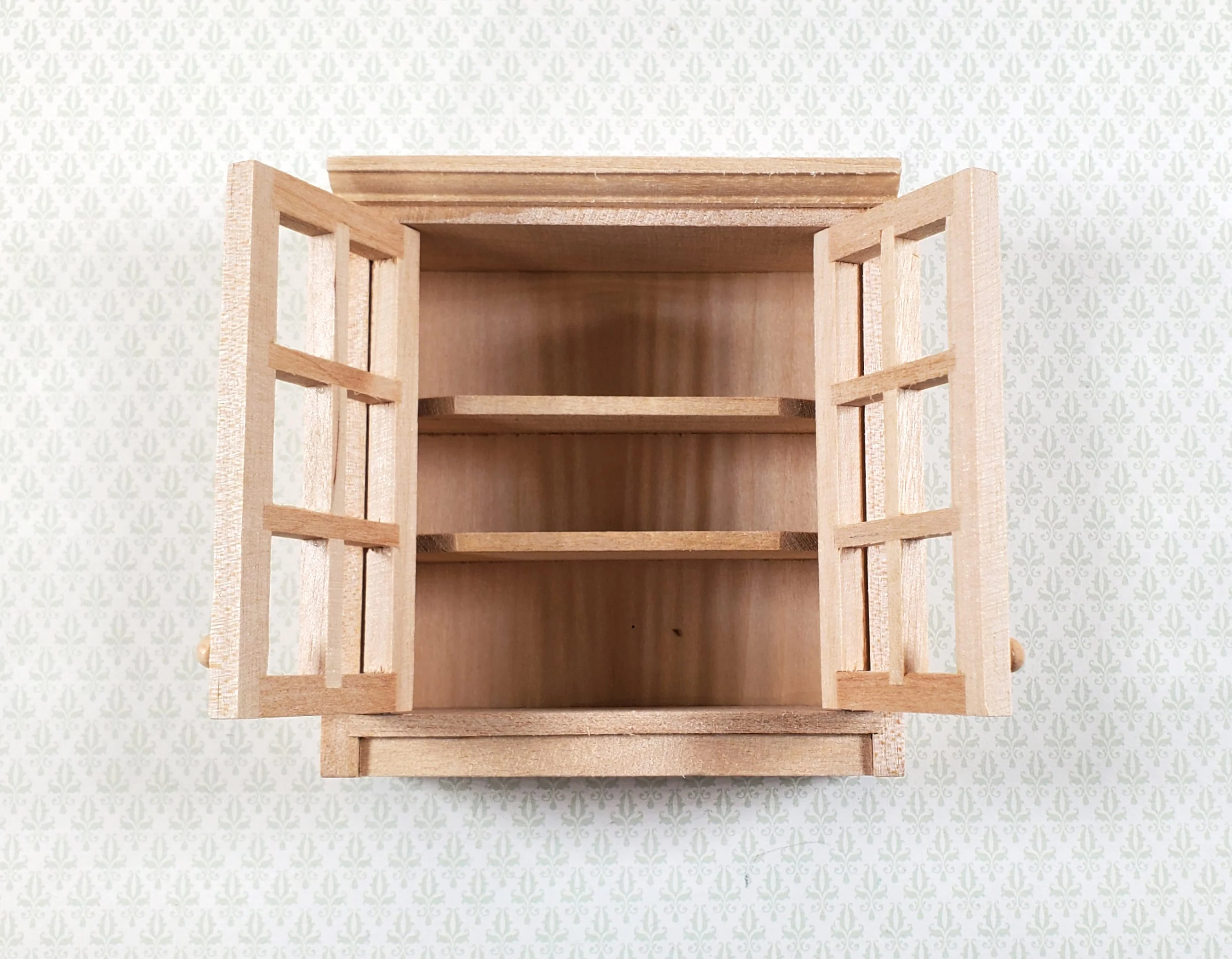 Dollhouse Upper Kitchen Cabinet Unpainted 1:12 Scale Hanging Miniature Cupboard - Image 2