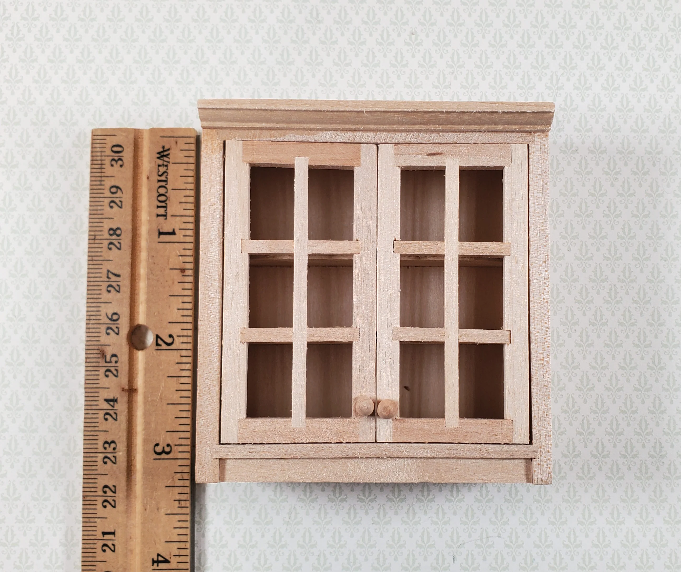 Dollhouse Upper Kitchen Cabinet Unpainted 1:12 Scale Hanging Miniature Cupboard - Image 4