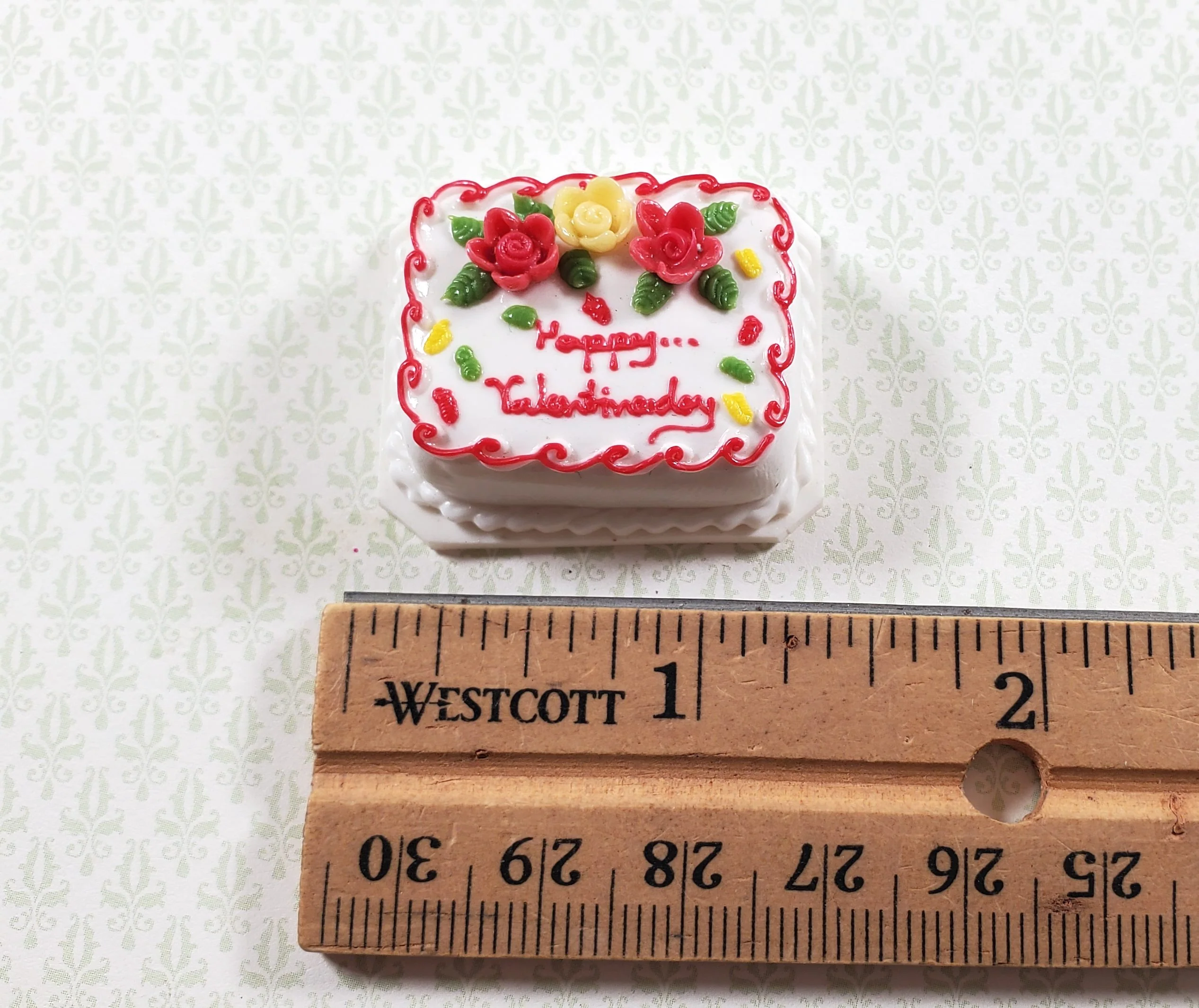 Dollhouse Valentine Sheet Cake 1:12 Scale Miniature Food Bakery Dessert - Image 3