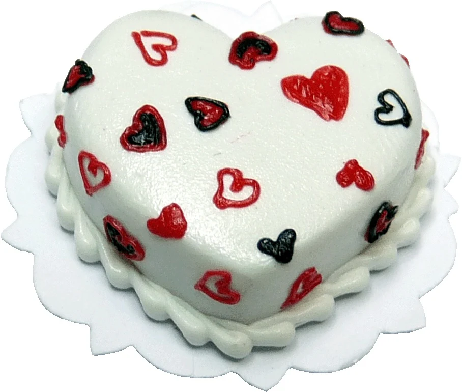 Dollhouse Valentines Hearts Cake 1:12 Scale Miniature Dessert Food Kitchen