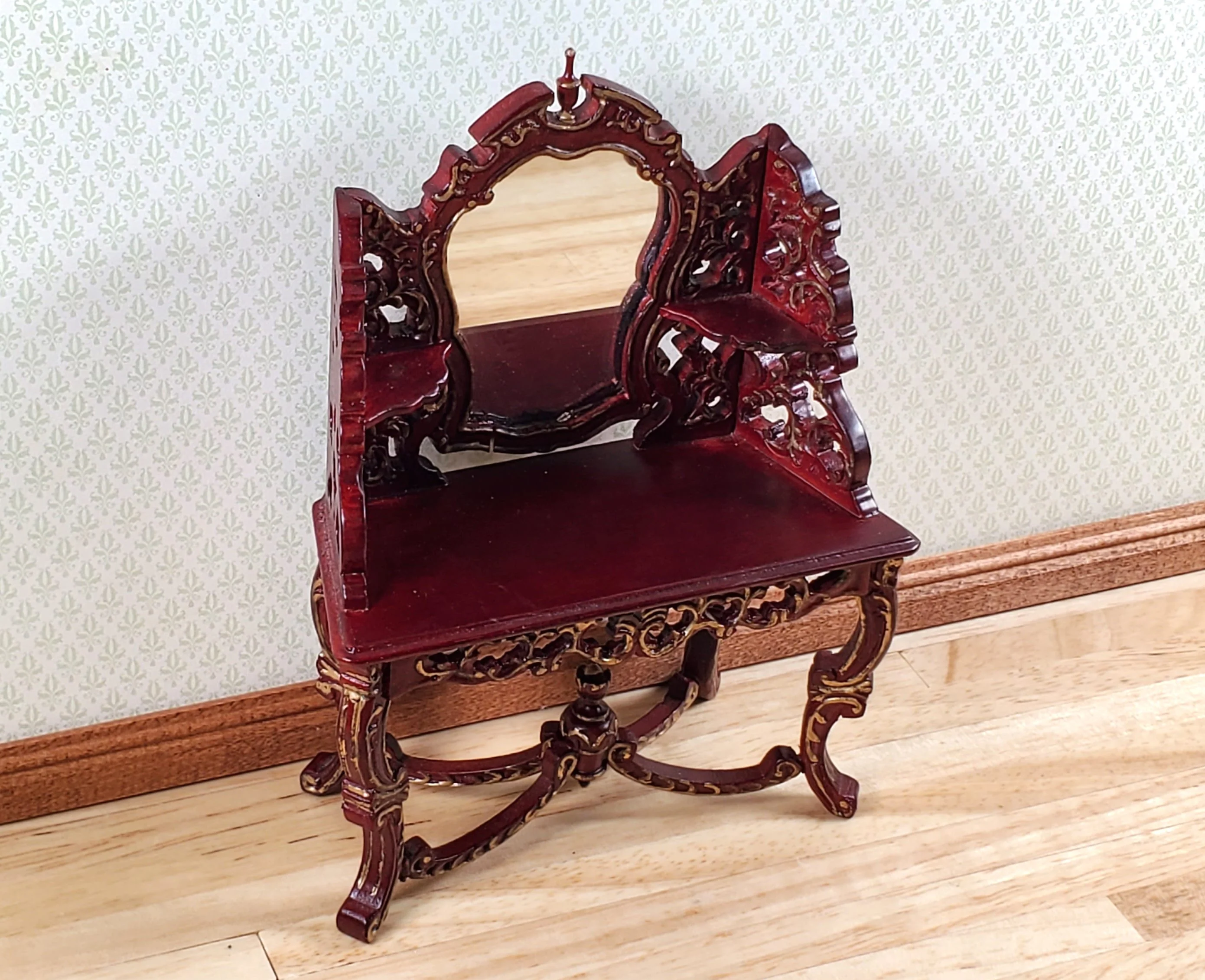 Dollhouse Vanity Dressing Table Mahogany Finish 1:12 Scale by Hansson Miniatures