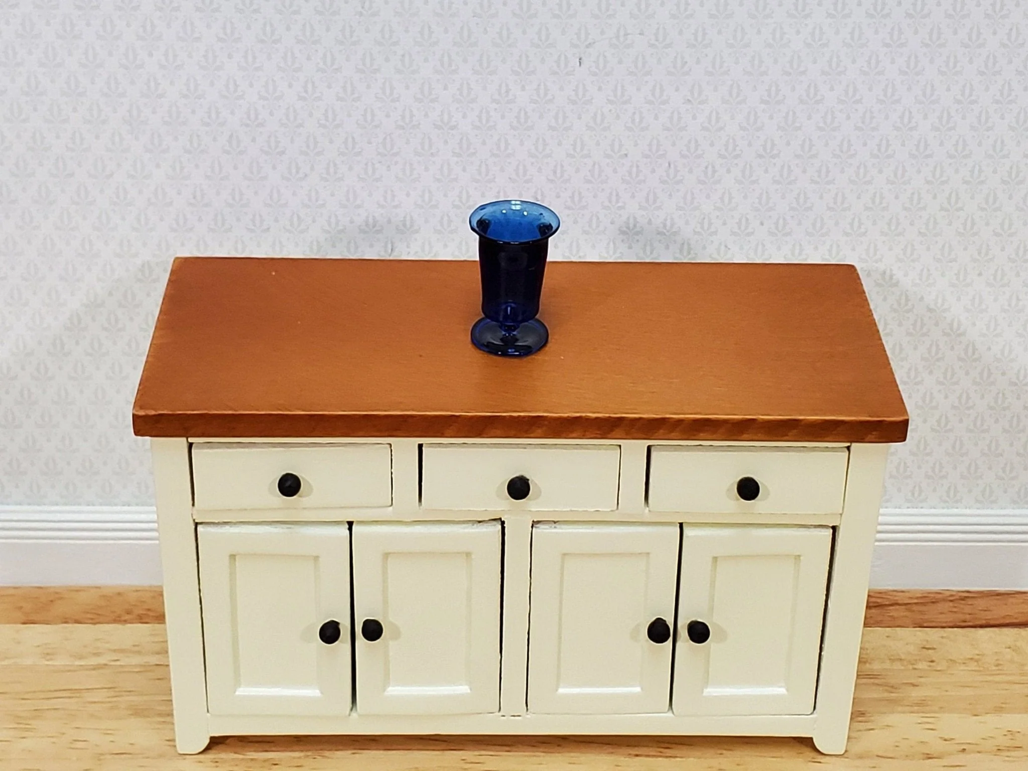 Dollhouse Vase Cobalt Blue Footed Glass 1:12 Scale Miniature Philip Grenyer - Image 2
