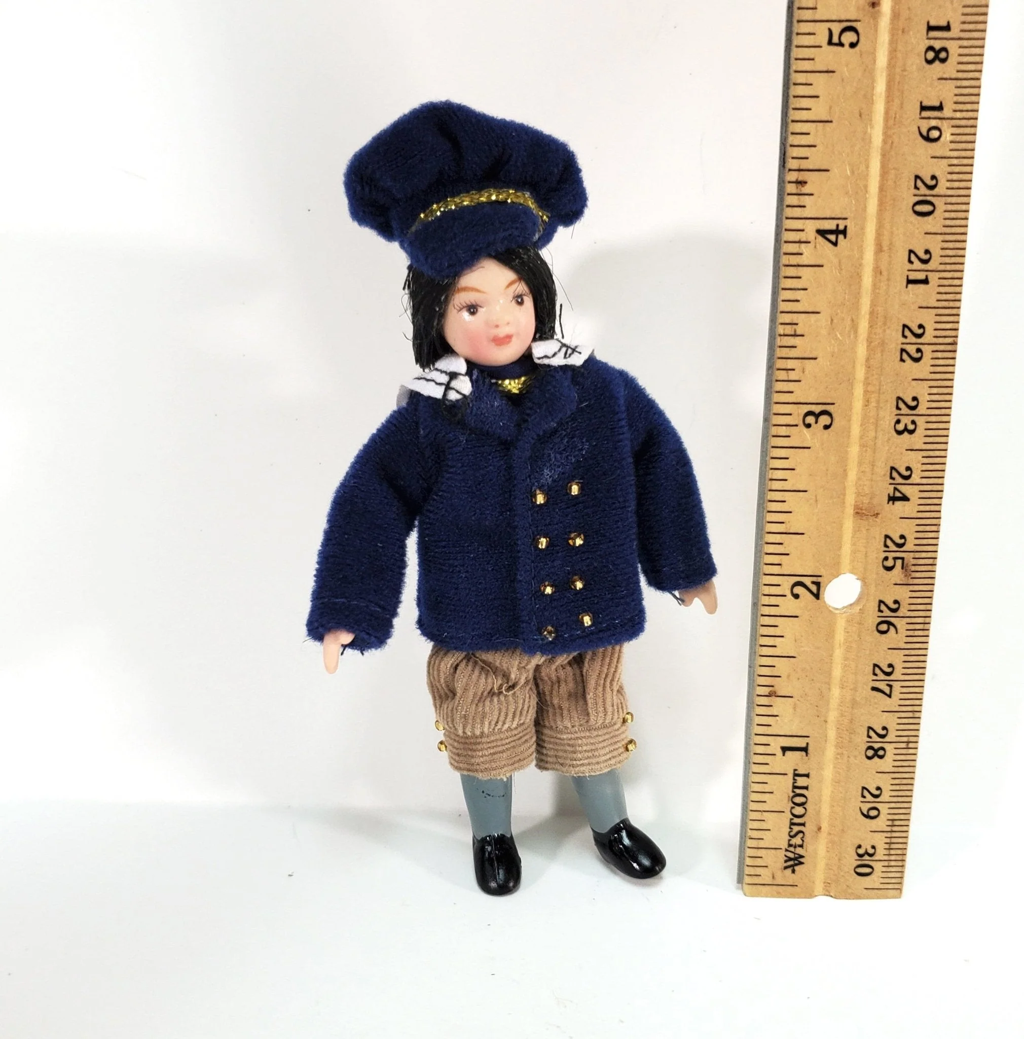 Dollhouse Victorian Boy in Blue Son Doll Porcelain 1:12 Scale Miniature Family - Image 4