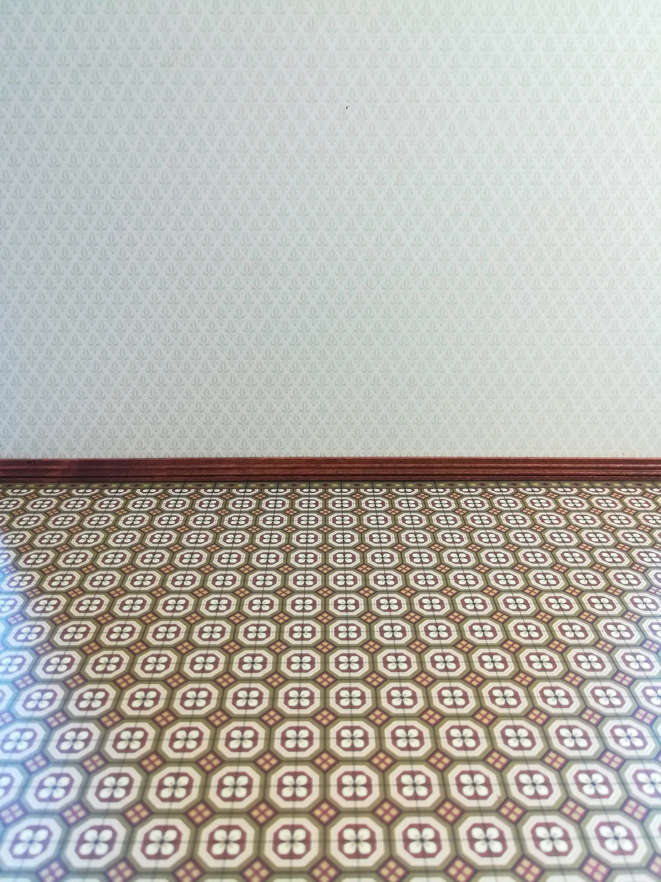 Dollhouse Victorian Tile Flooring Paper Sheet Brown & Green 1:12 Scale Miniature - Image 3