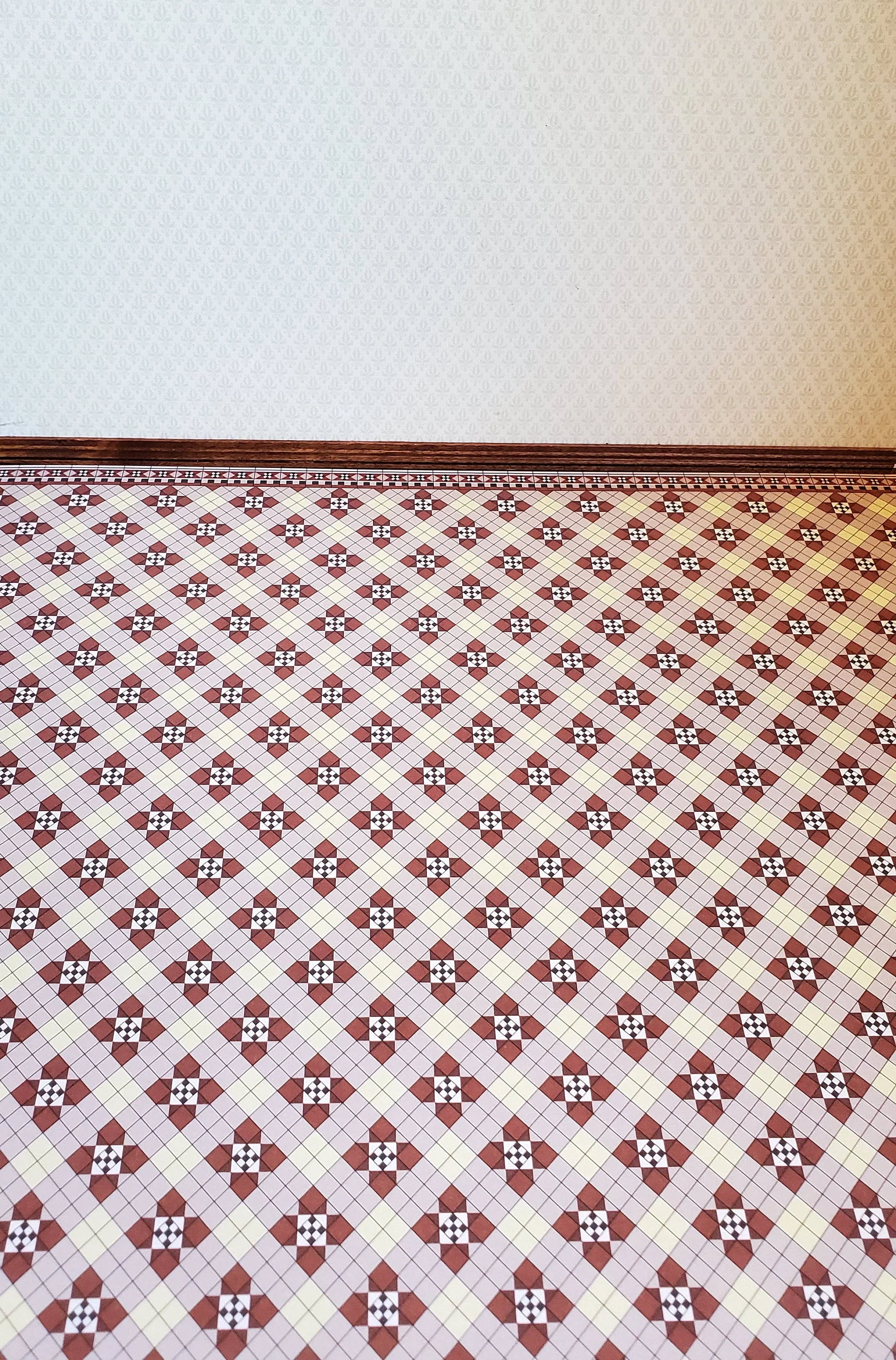 Dollhouse Victorian Tile Flooring Paper Sheet Brown & Rust 1:12 Scale Brodnax - Image 4