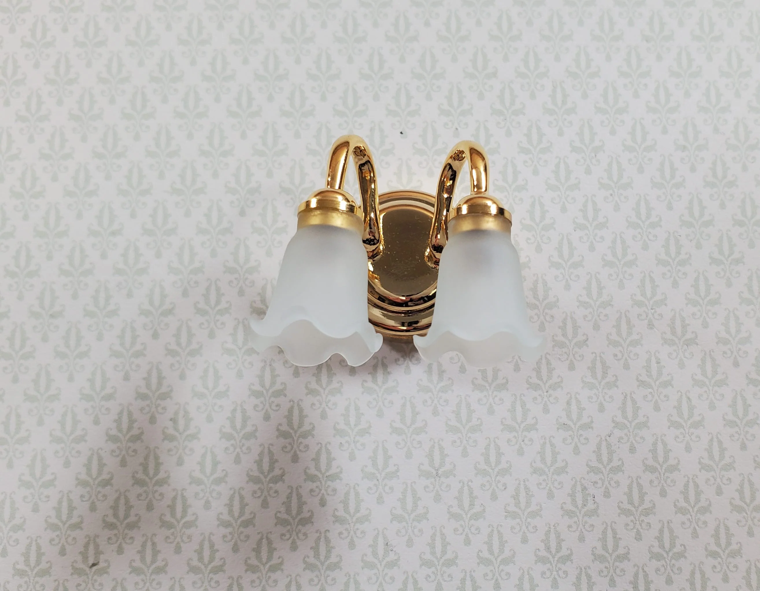 Dollhouse Wall Sconce Frosted Flower Shades Wand Light 1:12 Miniature Battery - Image 4