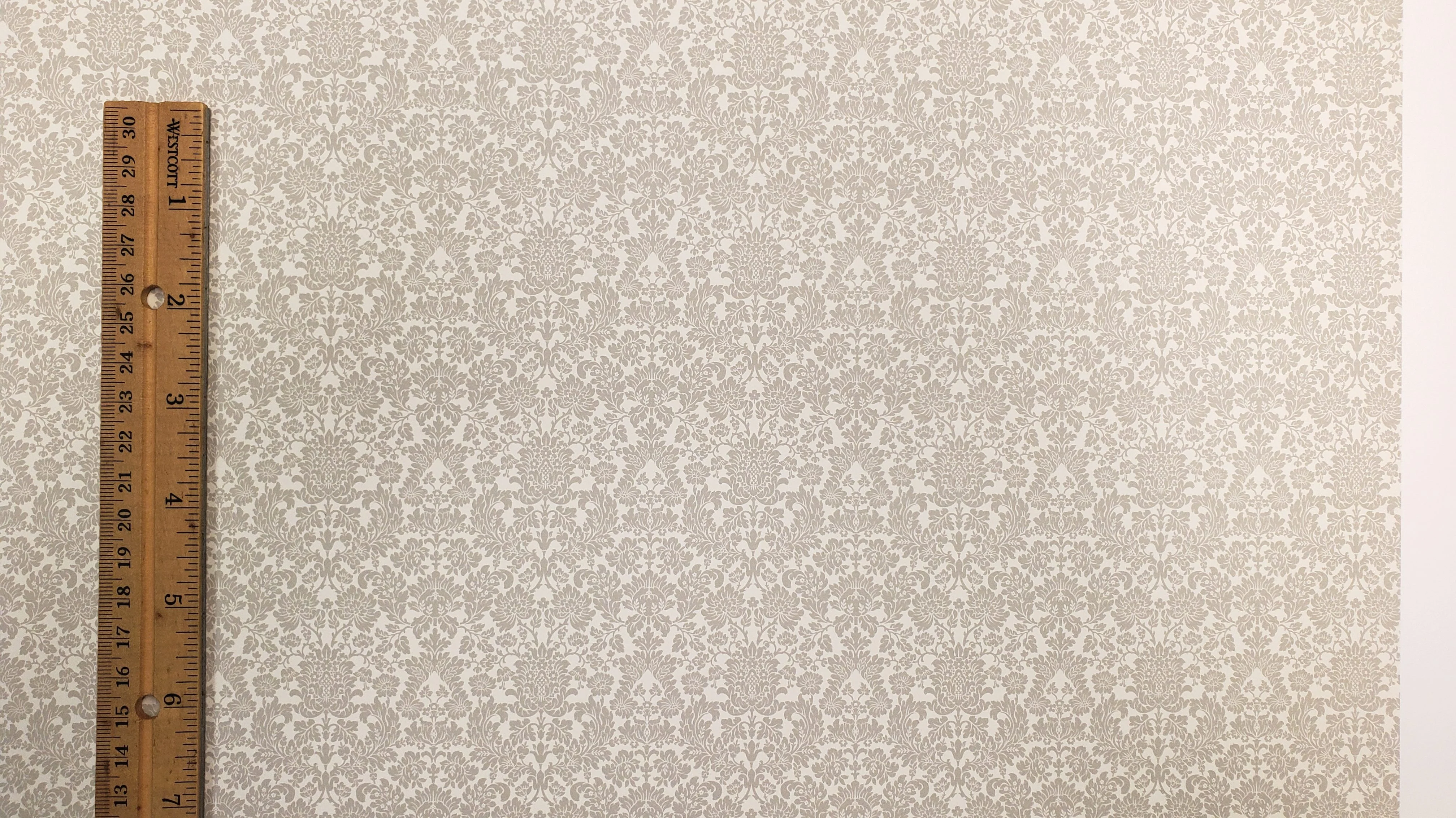 Dollhouse Wallpaper Berkshire Damask Gray Cream Bradbury & Bradbury 1:12 Scale - Image 4