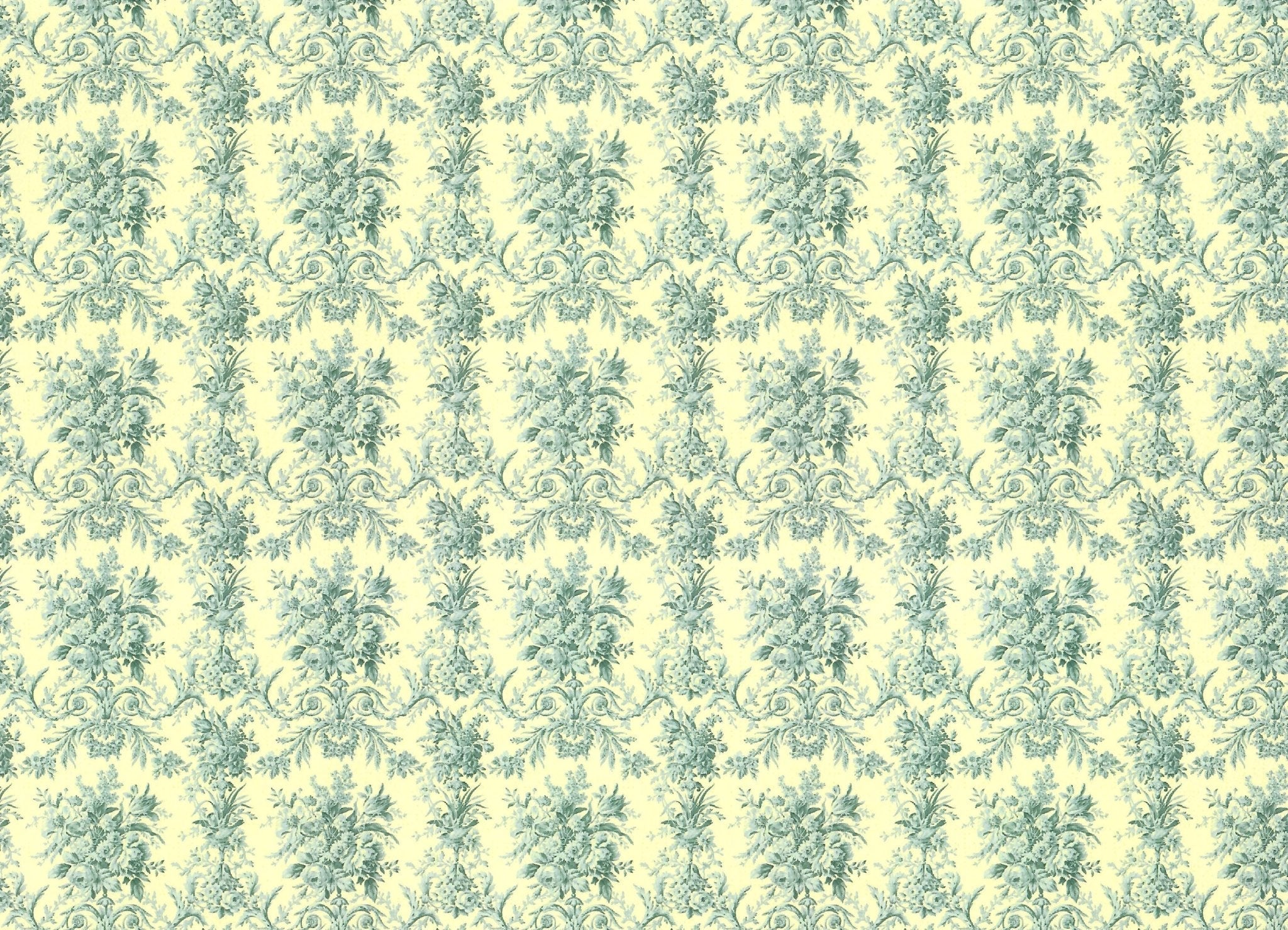 Dollhouse Wallpaper Blue & Cream Floral "French Rose Tapestry" 1:12 Scale Itsy Bitsy Mini