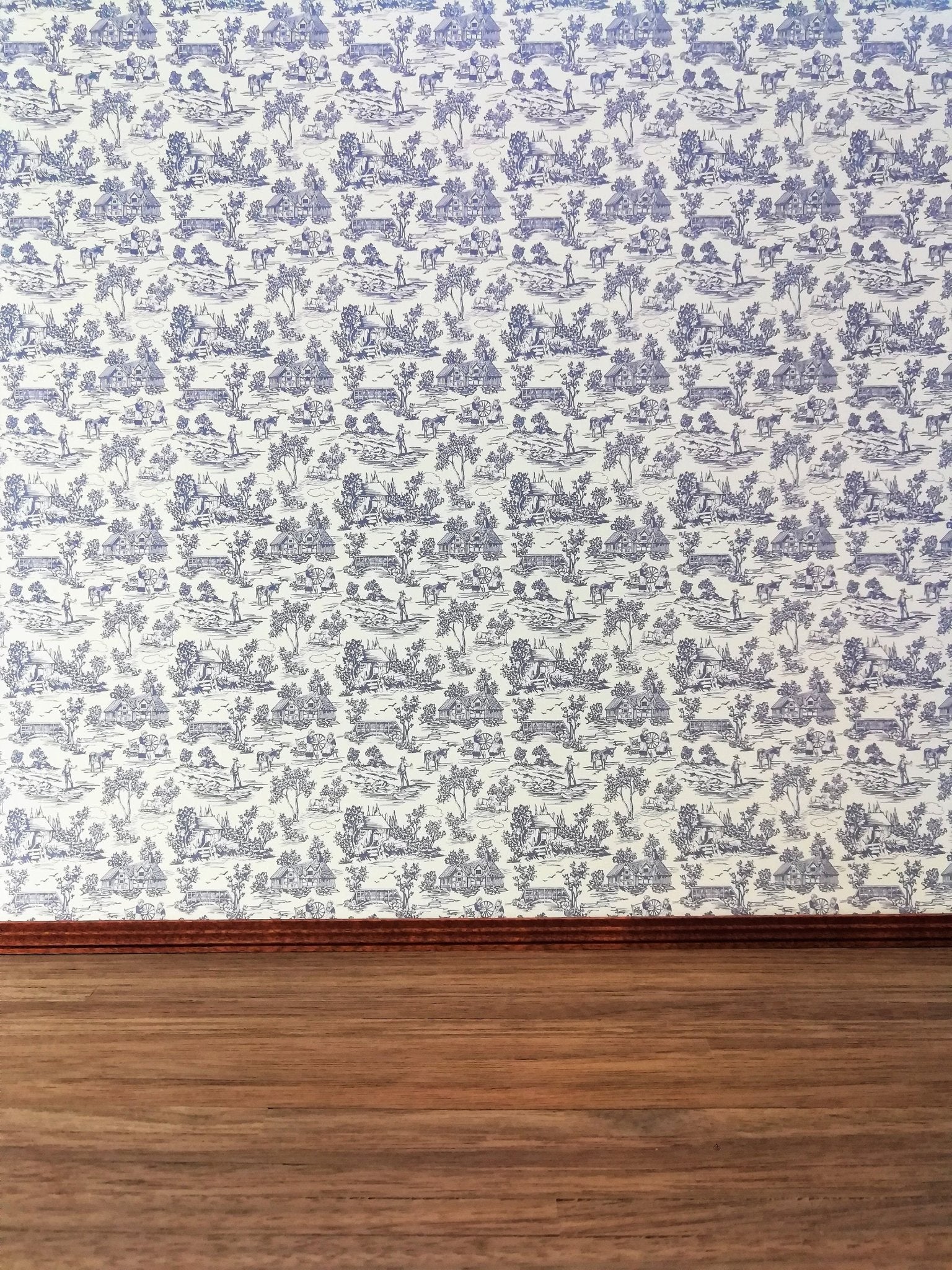 Dollhouse Wallpaper Brodnax "Campagne Toile Blue" 1:12 Scale Miniature 1FR101