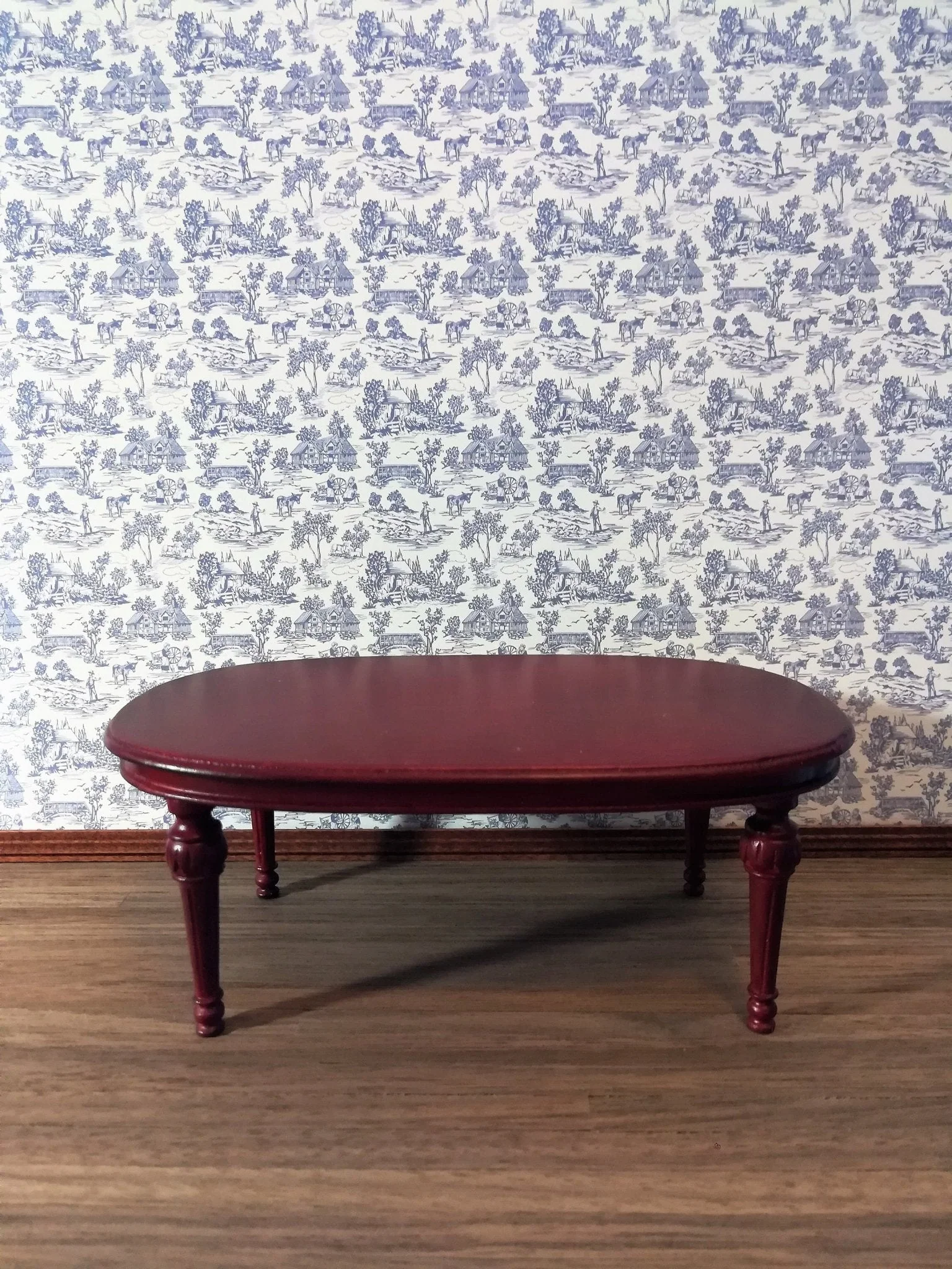 Dollhouse Wallpaper Brodnax "Campagne Toile Blue" 1:12 Scale Miniature 1FR101 - Image 2