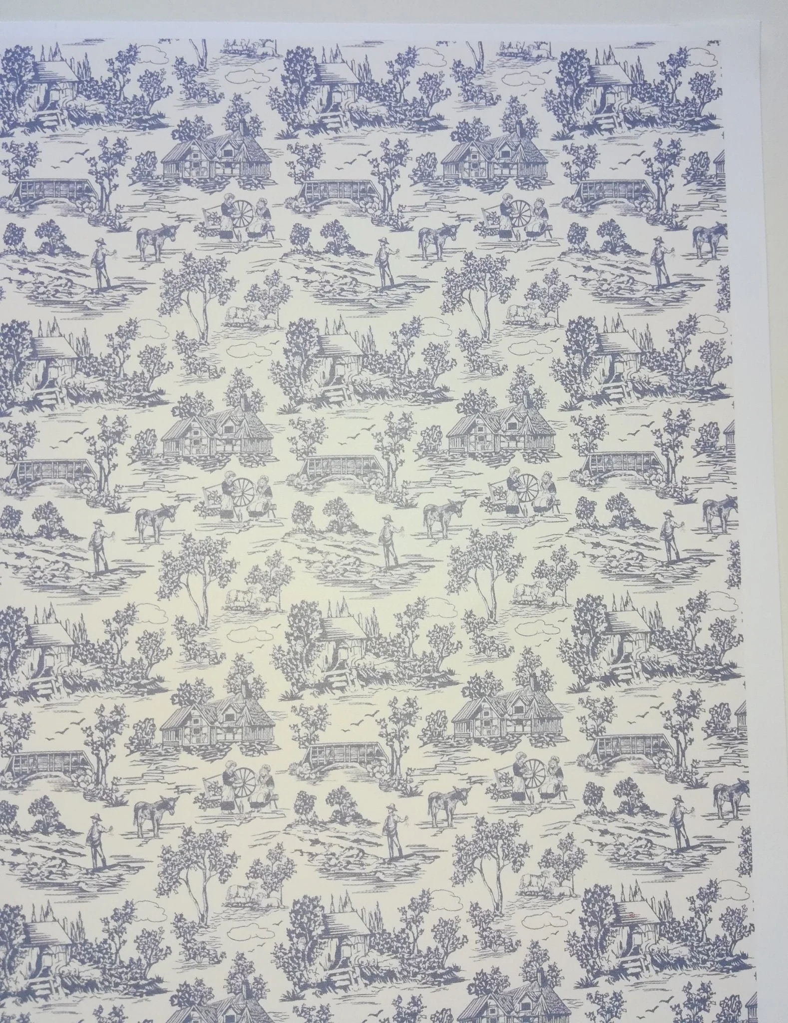 Dollhouse Wallpaper Brodnax "Campagne Toile Blue" 1:12 Scale Miniature 1FR101 - Image 3
