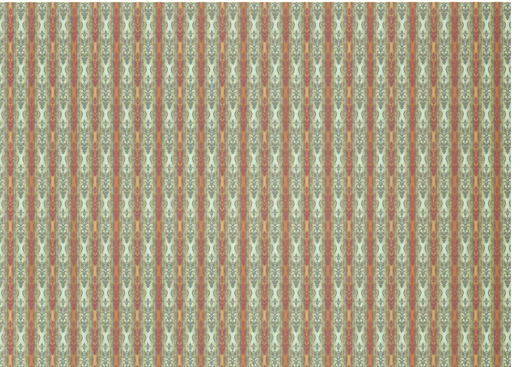 Dollhouse Wallpaper Brodnax Irisé Victorian Blue Maroon Gold 1:12 Scale
