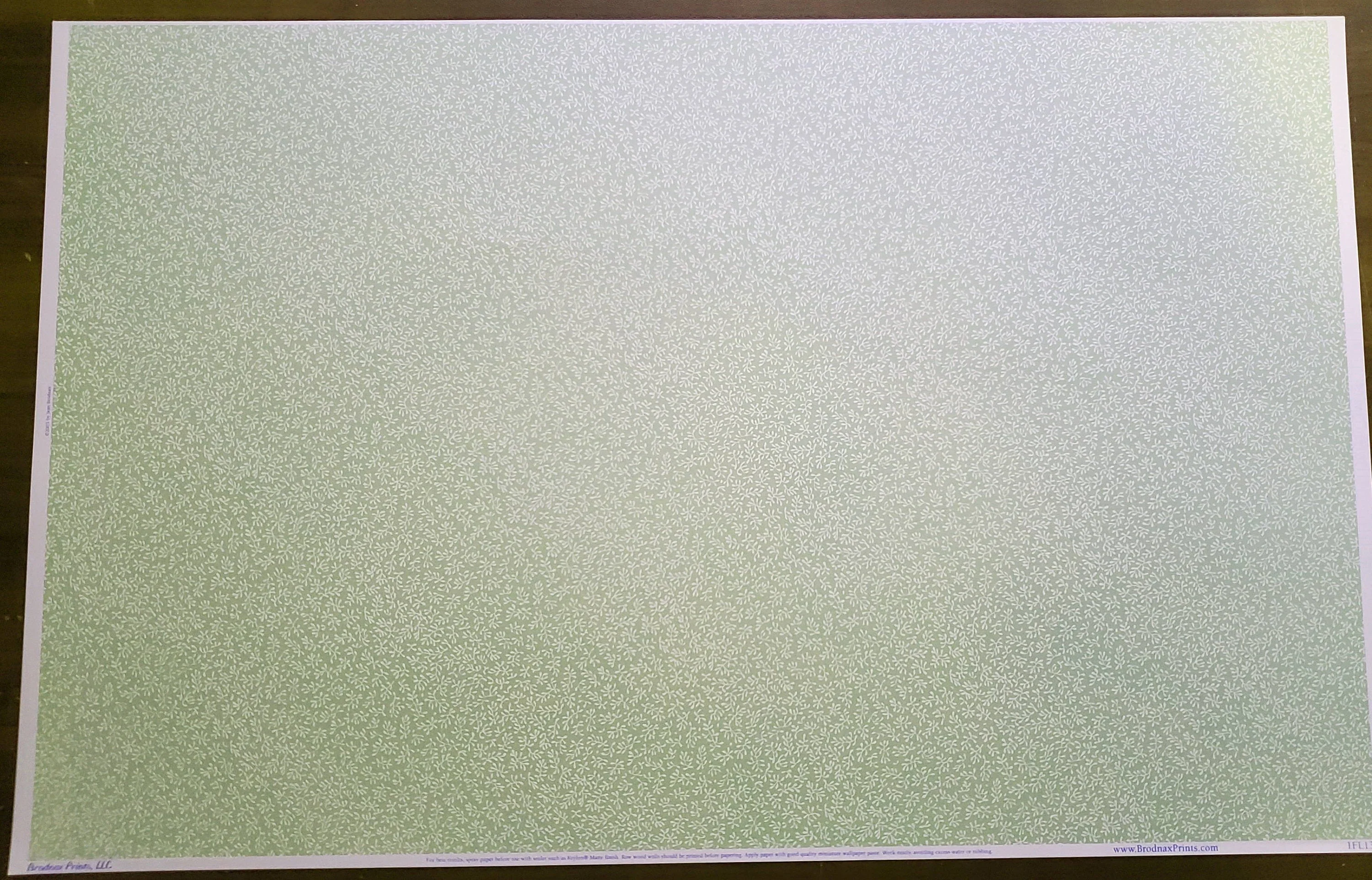 Dollhouse Wallpaper Brodnax Sage Green & White "Conservatory" 1:12 Scale Miniature - Image 2