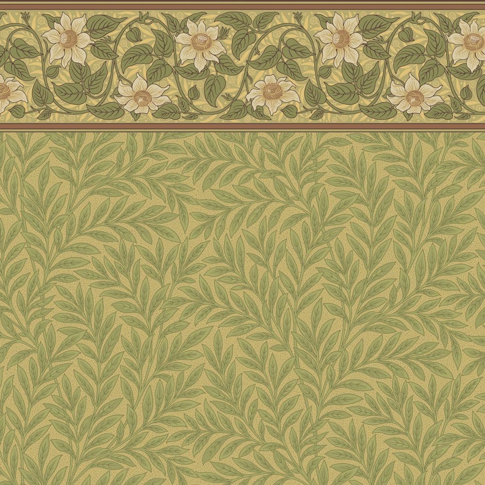 Dollhouse Wallpaper Clematis Leaves Arts and Crafts Bradbury & Bradbury 1:12 Scale