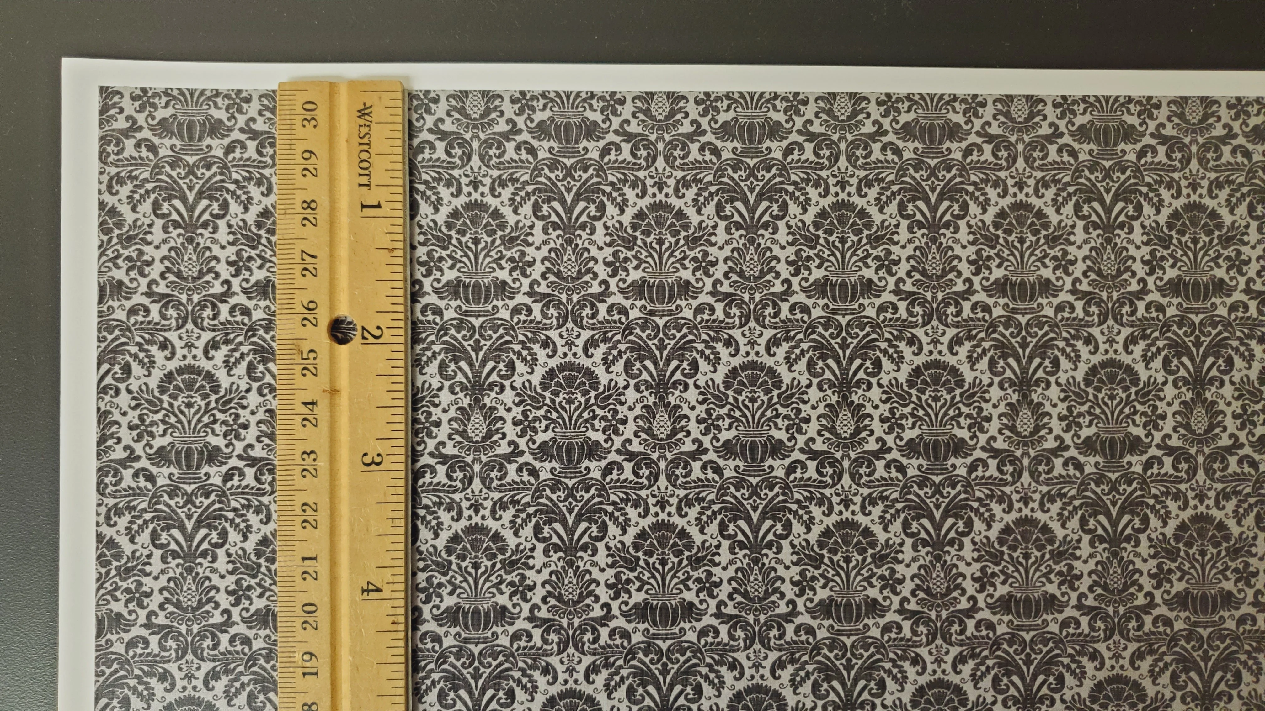 Dollhouse Wallpaper Damask Black on Gray Victorian 1:12 Itsy Bitsy Miniatures - Image 3