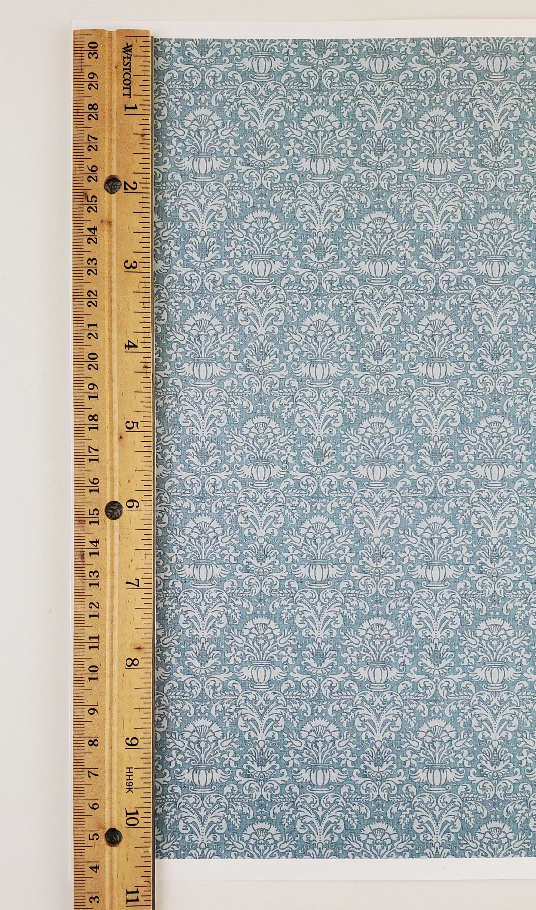 Dollhouse Wallpaper Damask Blue Gray Victorian 1:12 Scale Itsy Bitsy Miniatures - Image 2