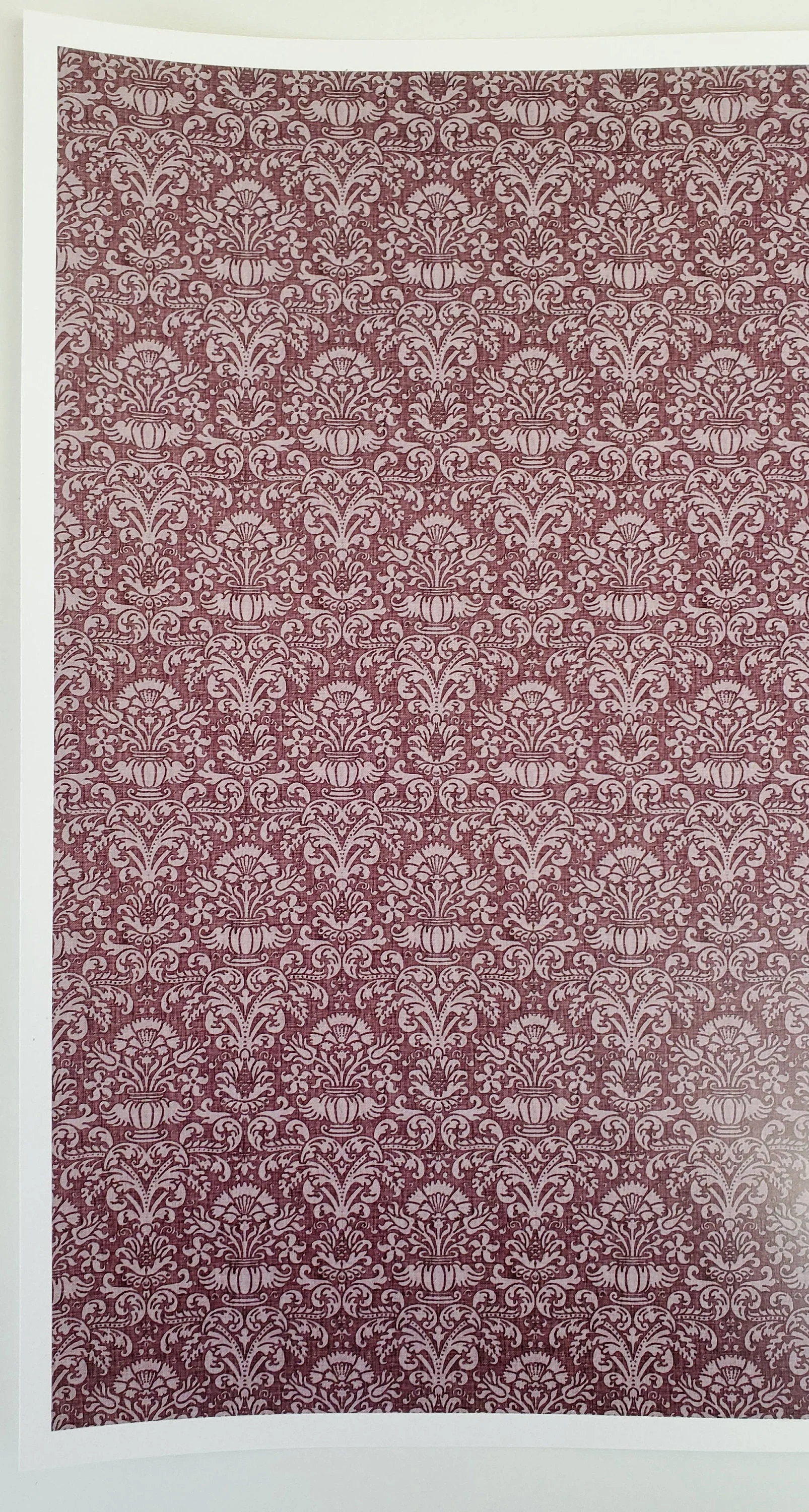 Dollhouse Wallpaper Damask Plum Burgundy Victorian 1:12 Scale Itsy Bitsy Miniatures - Image 2