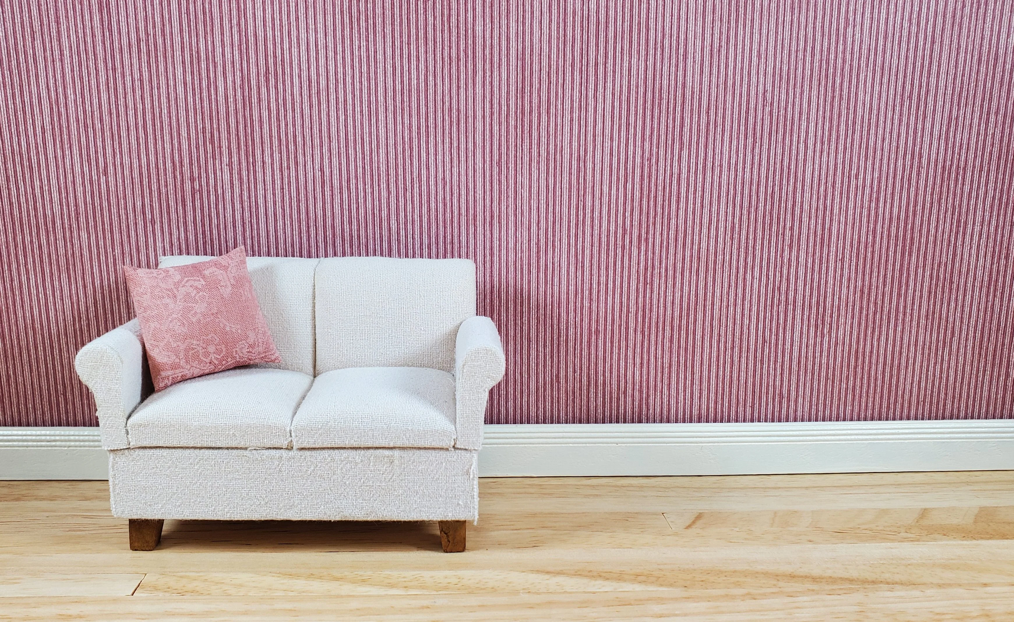 Dollhouse Wallpaper Deep Burgundy Stripe 3 Sheets 1:12 Scale Miniature - Image 2