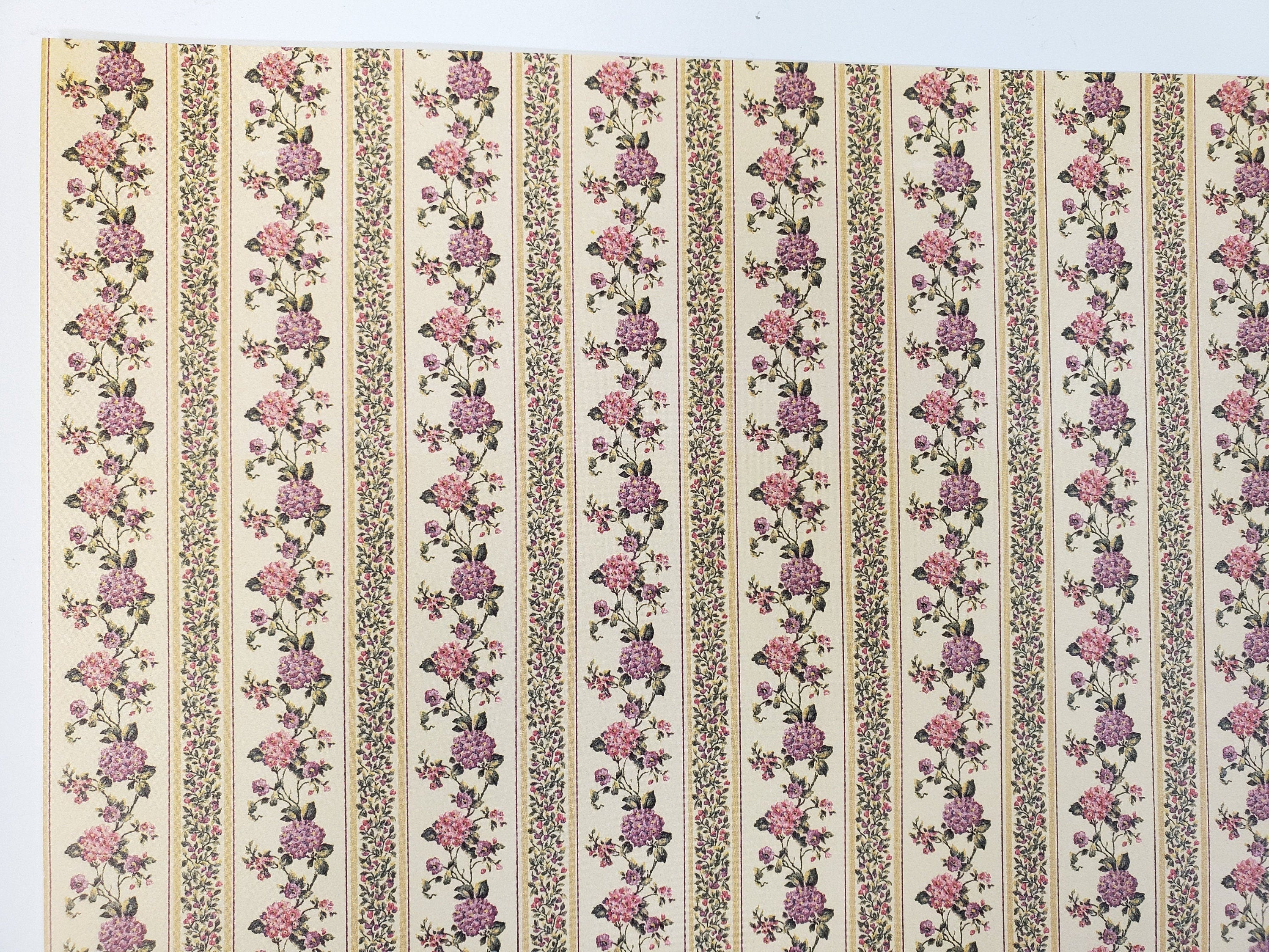 Dollhouse Wallpaper Floral Striped 3 Sheets MiniGraphics "Kismet Stripe" 1:12 Scale - Image 3