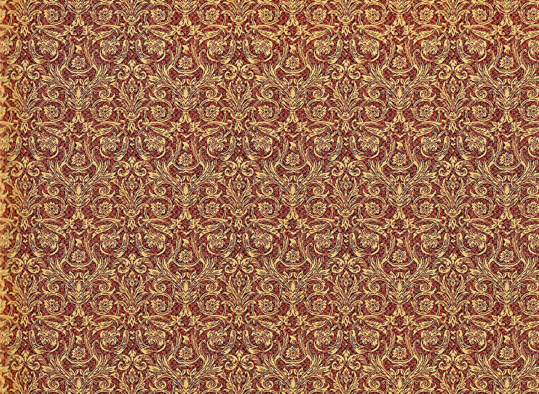 Dollhouse Wallpaper Gold on Red Festive Damask 1:12 Scale Itsy Bitsy