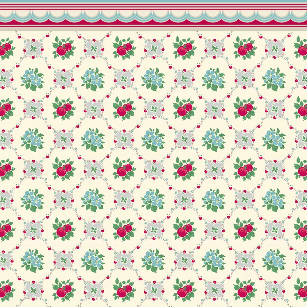 Dollhouse Wallpaper Kitchen "Apple Betty" Design Bradbury & Bradbury 1:12 Scale