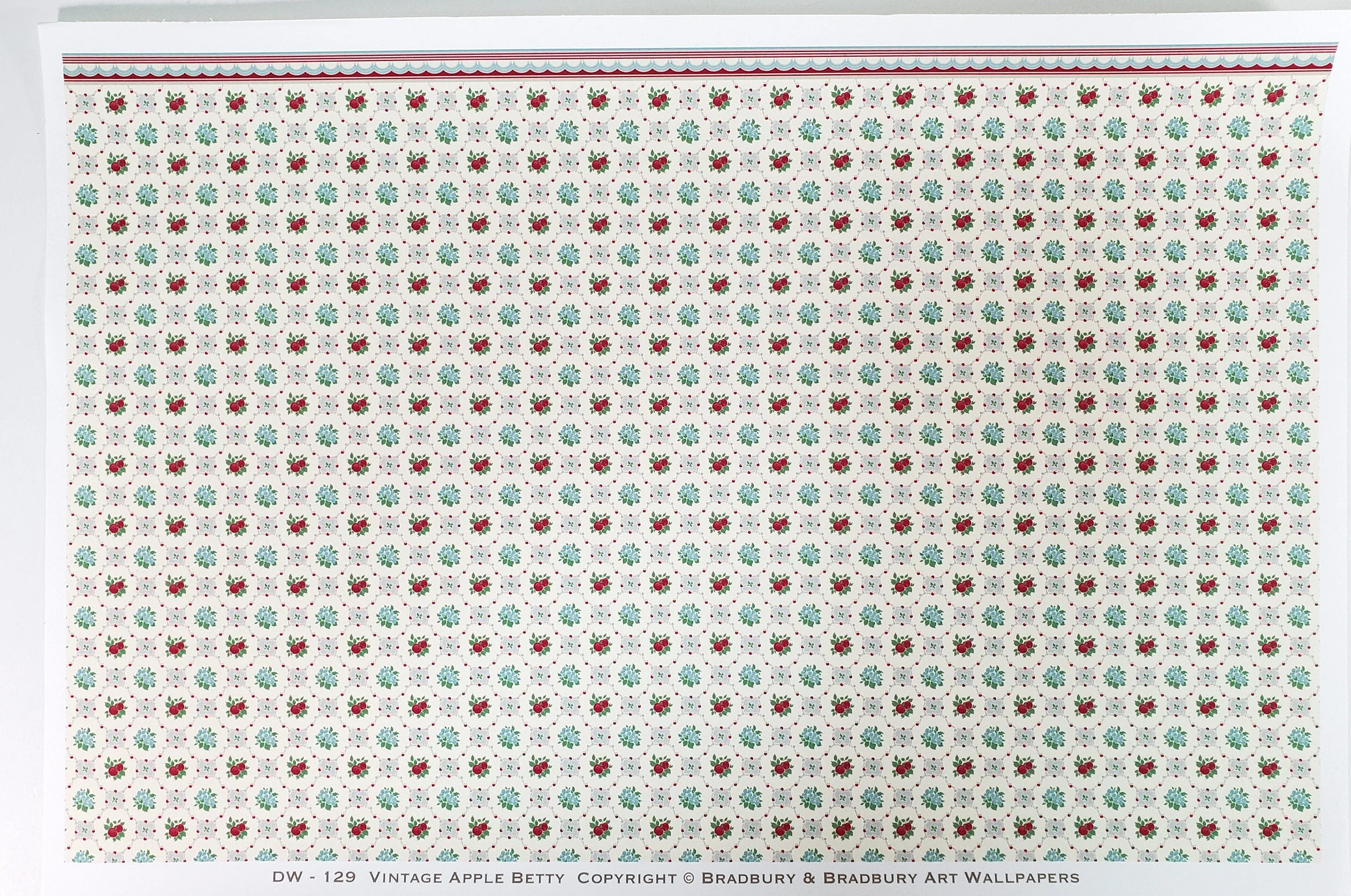 Dollhouse Wallpaper Kitchen "Apple Betty" Design Bradbury & Bradbury 1:12 Scale - Image 2