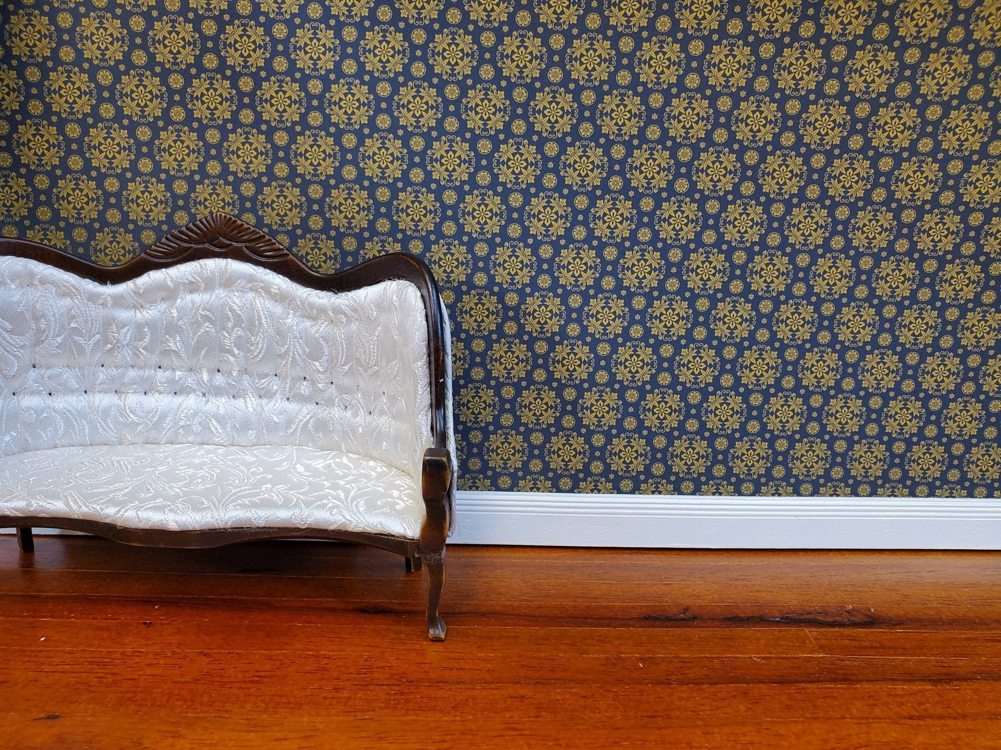 Dollhouse Wallpaper Kunio Wall Japanese Style Black Gold Bradbury & Bradbury 1:12 Scale - Image 2
