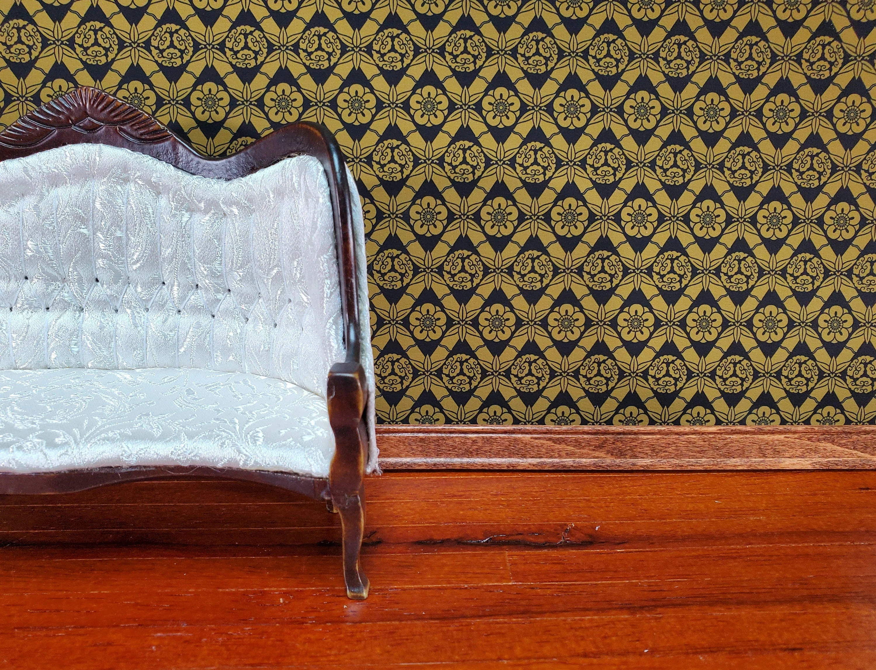 Dollhouse Wallpaper Kuraudo Japanese Style Black Gold Bradbury & Bradbury 1:12 Scale - Image 2