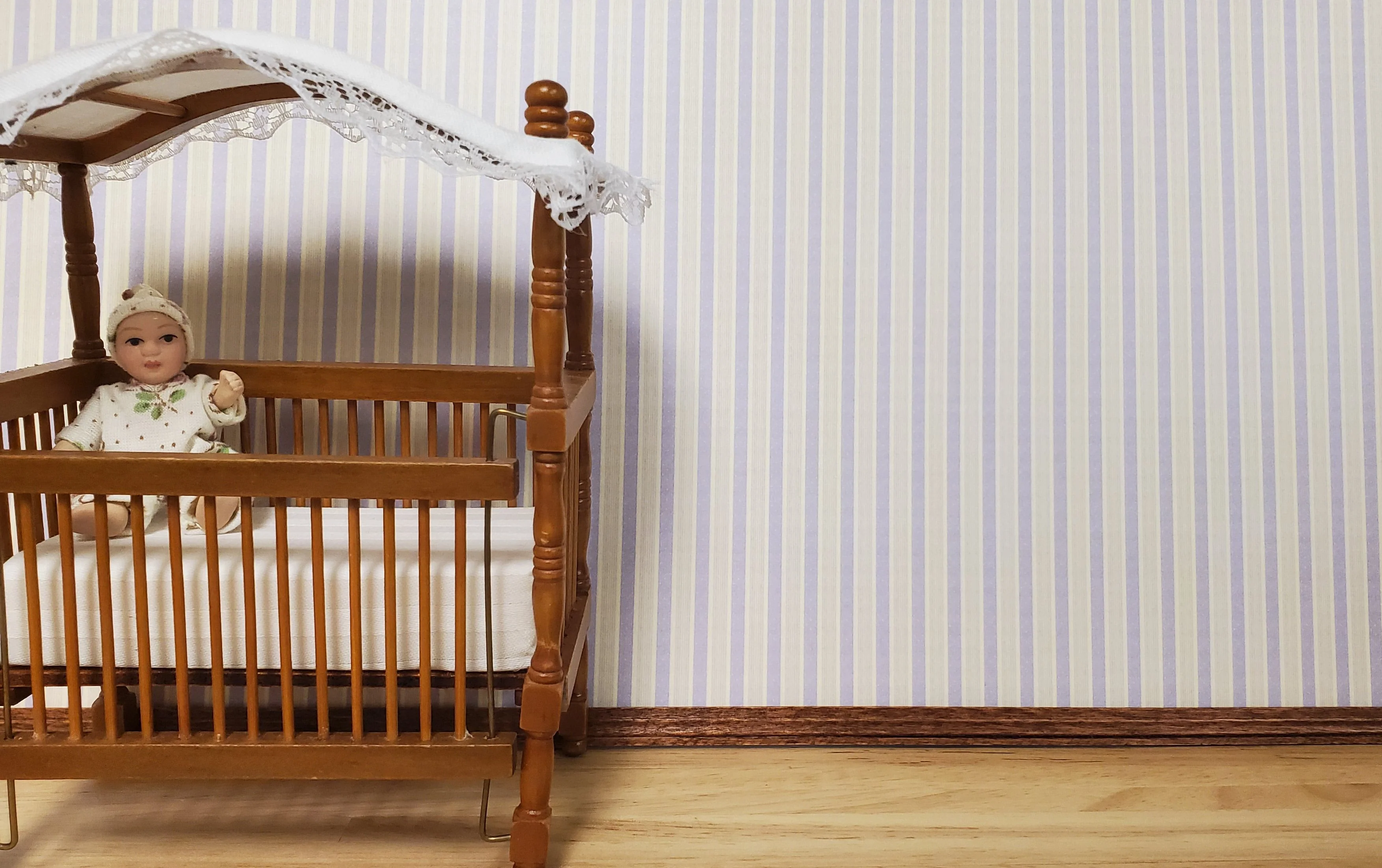 Dollhouse Wallpaper Lavender Purple Stripes 1:12 Scale Miniature by Itsy Bitsy - Image 3