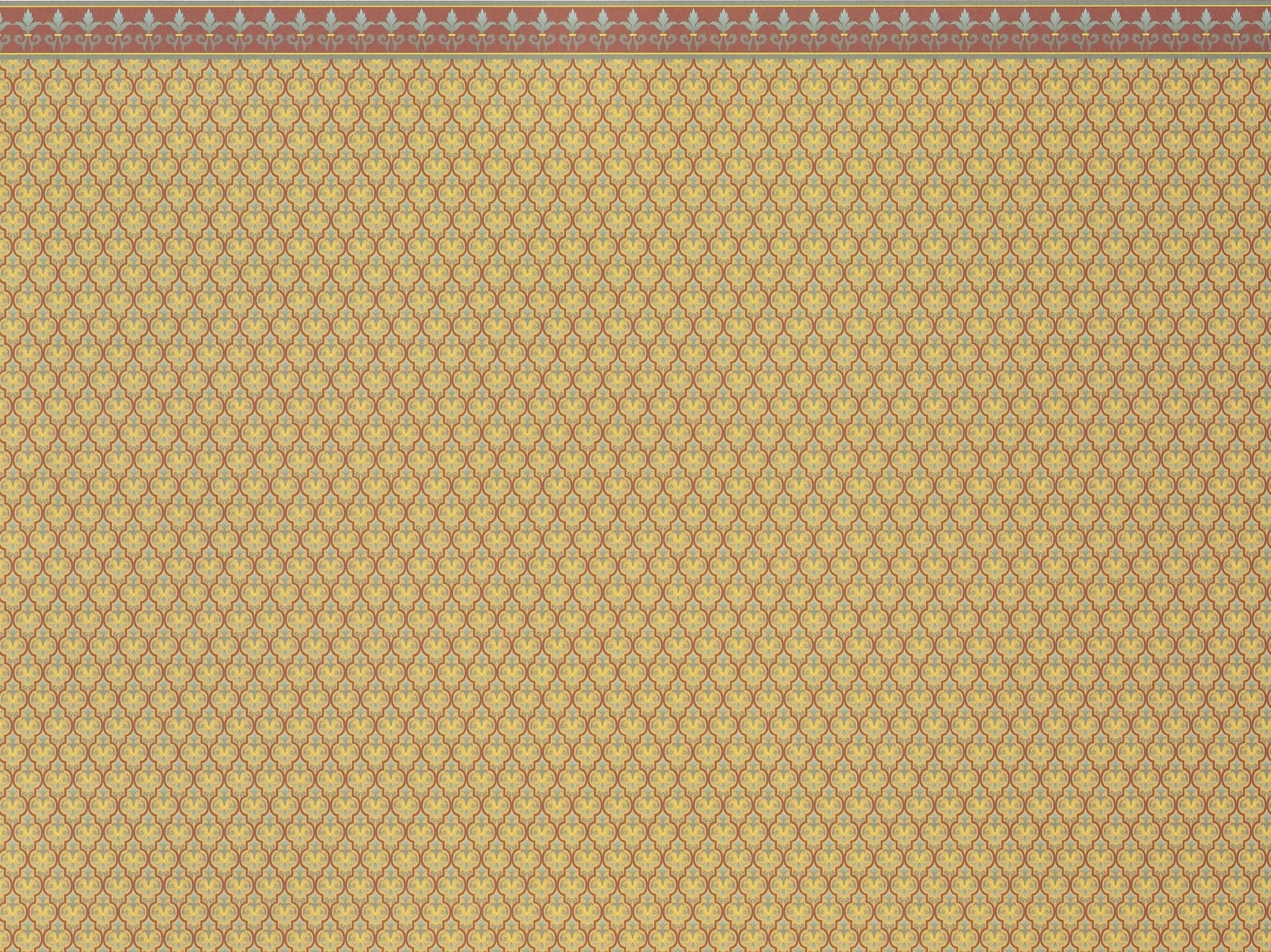 Dollhouse Wallpaper Miniature Brodnax Victorian Maroon & Gold "Morocco" 1:12 Scale