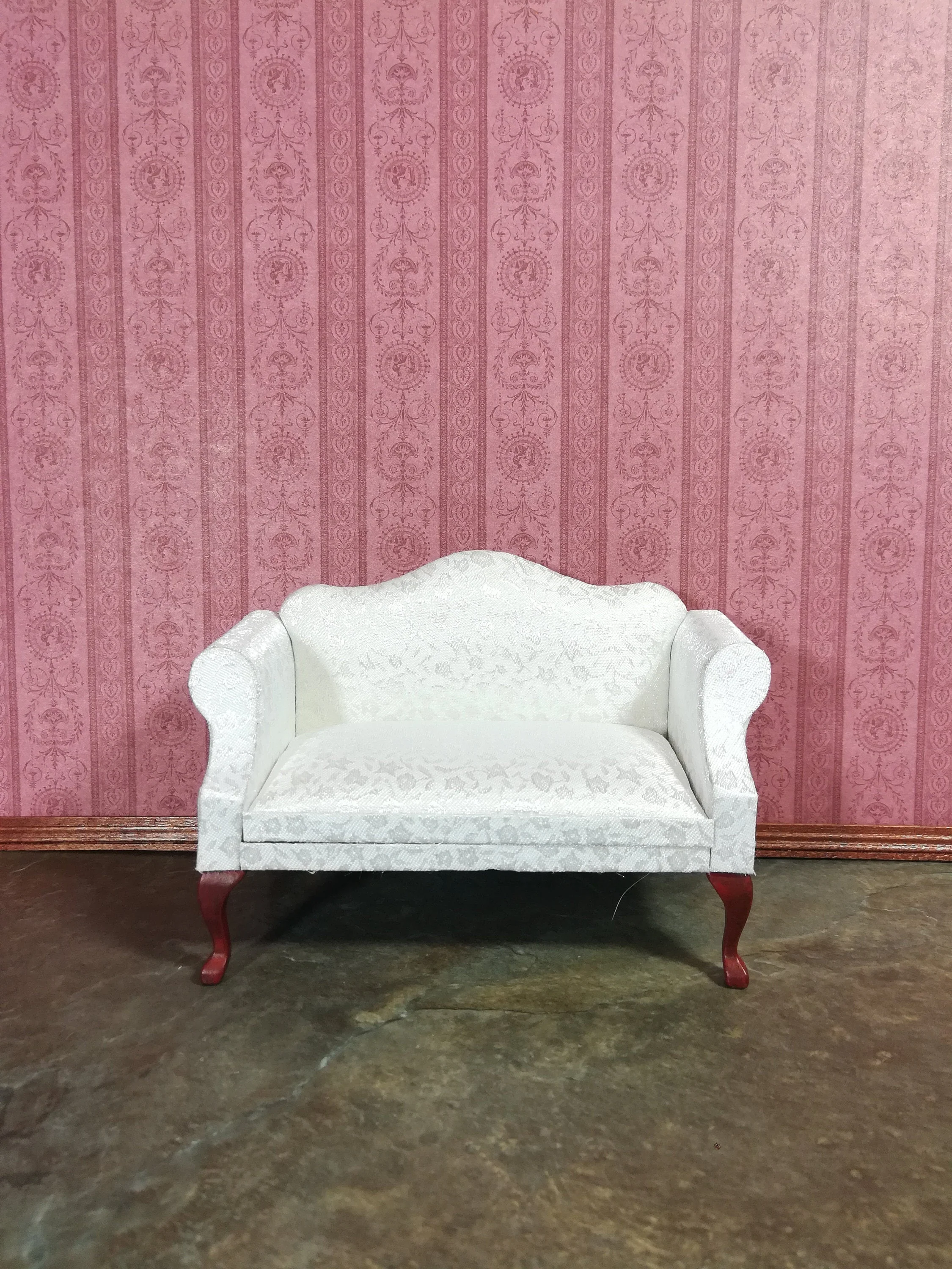Dollhouse Wallpaper Dark Mauve x3 Sheets "Sheraton Rose" 1:12 Scale Miniature - Image 3