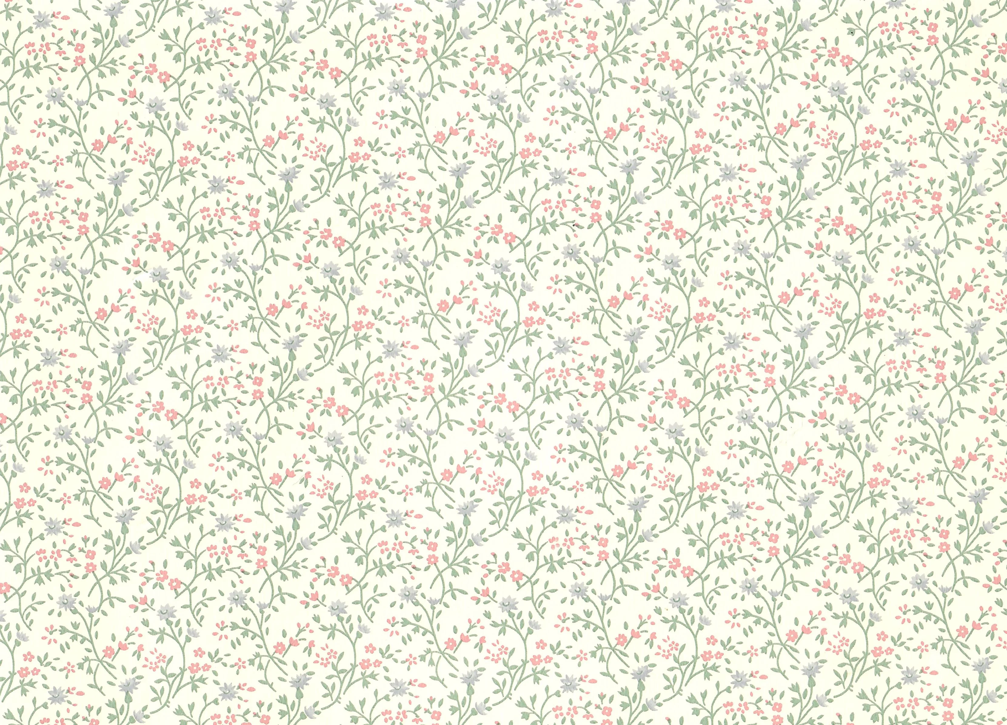 Dollhouse Wallpaper Pastel Floral 3 Pieces 10 1/2 "x 21" Blues Pinks Green