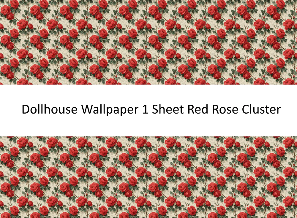 Dollhouse Wallpaper Red Rose Cluster 1:12 Scale by MiniatureCrush