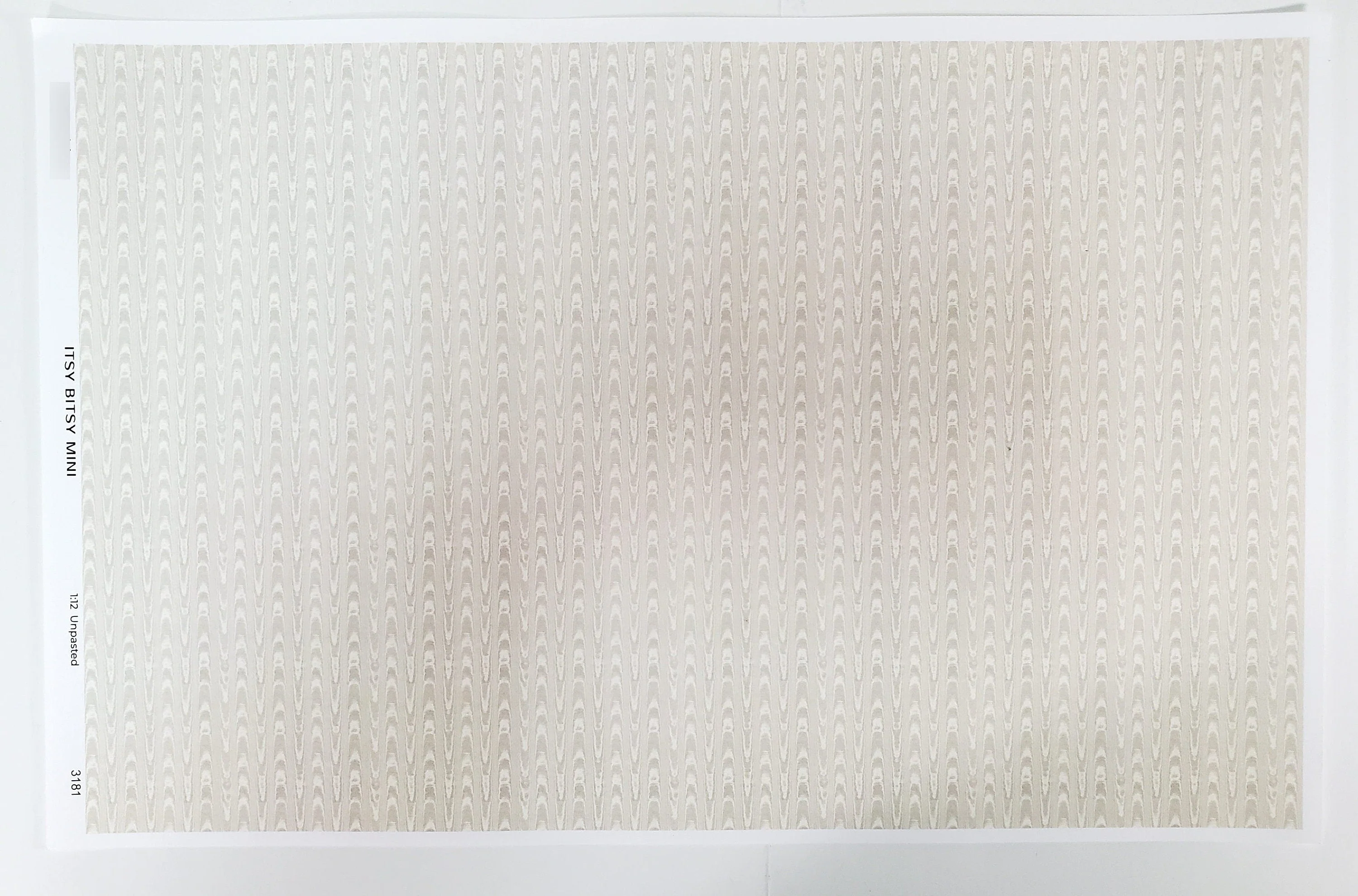 Dollhouse Wallpaper Silk Moire Beige on Cream 1:12 Scale Itsy Bitsy Miniatures - Image 2
