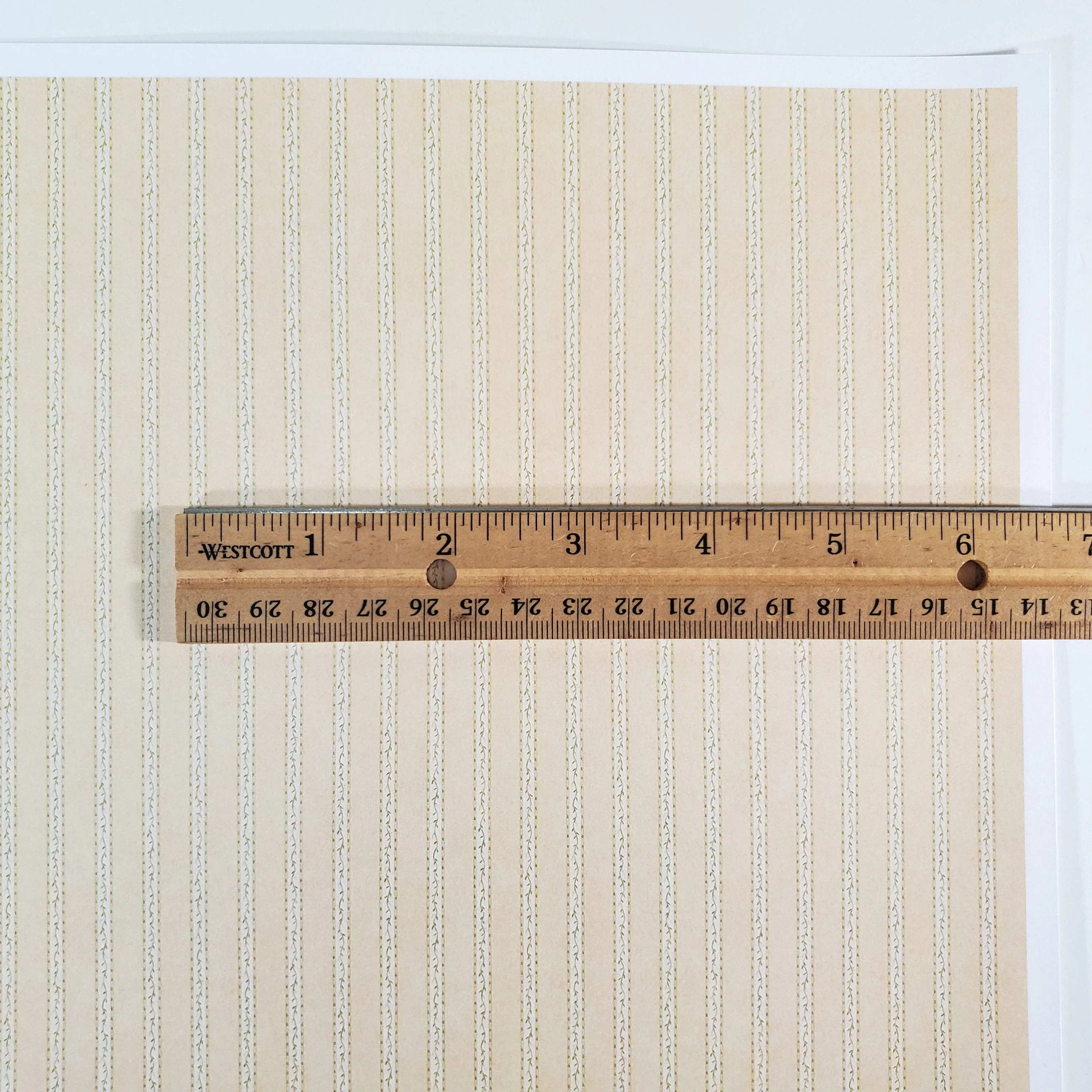 Dollhouse Wallpaper Stripes Green & Beige "Vine Stripe Green" 1:12 Scale Itsy Bitsy - Image 5